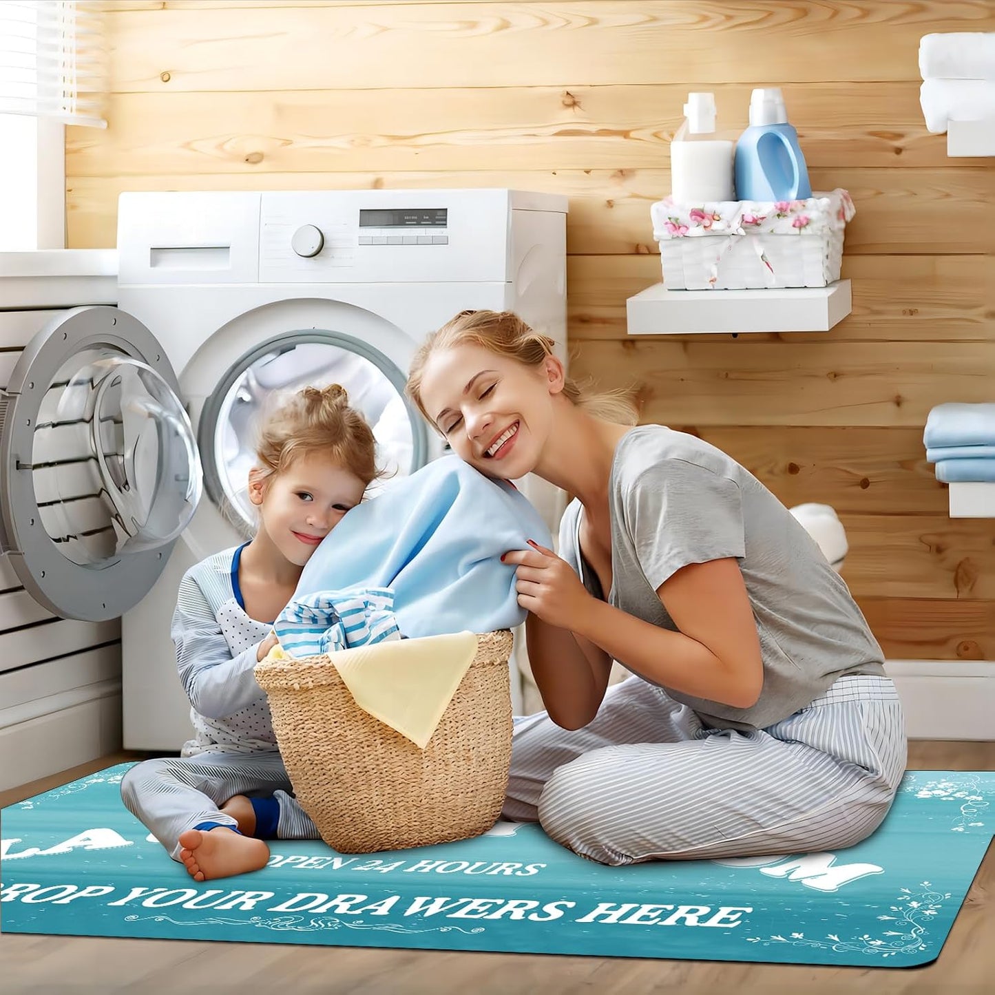 Zoke Laundry Room Rug Runner Stylish Non-Slip Laundry Room Mat 20"x47", Versatile, Waterproof Runner for Laundry, Kitchen, and Bathroom, Mudroom Decor and Farmhouse Charm
