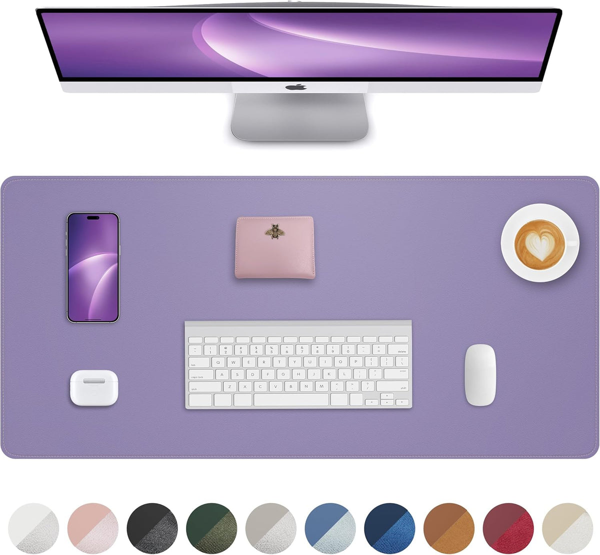 Makeup Mat for Vanity, PU Leather Desk Pad Blotter,Waterproof & Oilproof Desk Protector, Easy Clean Beauty Station Mat for Dresser Top, 35x17 Inches, Pink