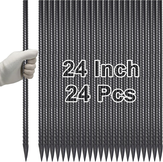VVOKGO Straight Rebar Stakes 24 Inch Ground Concrete Form Stakes Heavy Duty