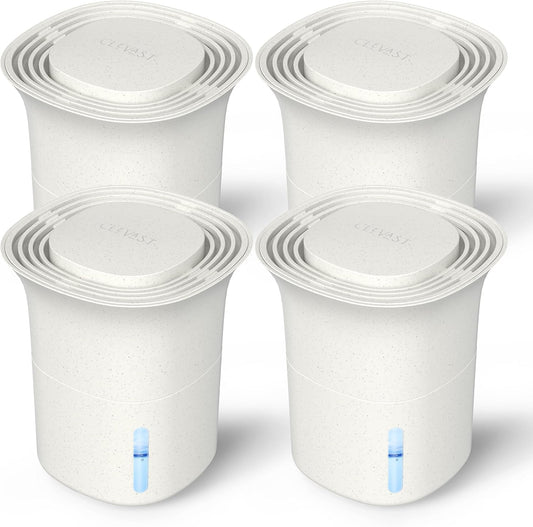 CLEVAST Refillable Moisture Absorber Boxes, 4 Pack 12.5 oz Reusable Dehumidifier for Closet, Bathroom & Wardrobe, Removes Excess Moisture, Odor & Humidity
