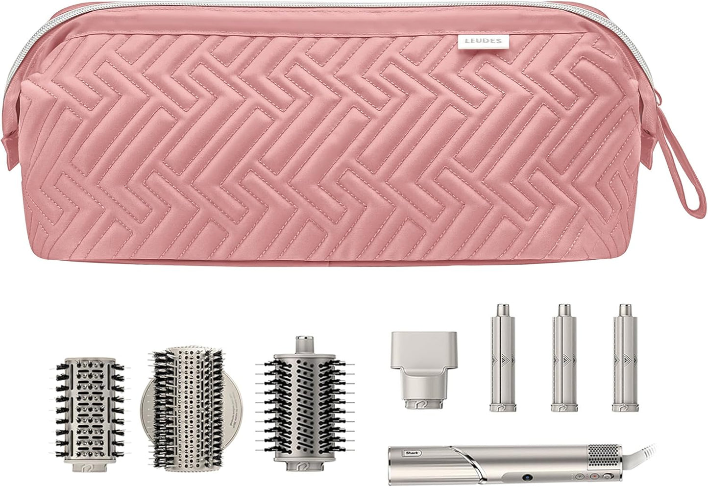 Leudes Hair Tools Travel Bag for Shark Flexstyle Carrying Case Portable Shark Hair Air Wrap Dryer Case Waterproof Dustproof Flat Curling Iron Travel Organizer (Dark Pink)