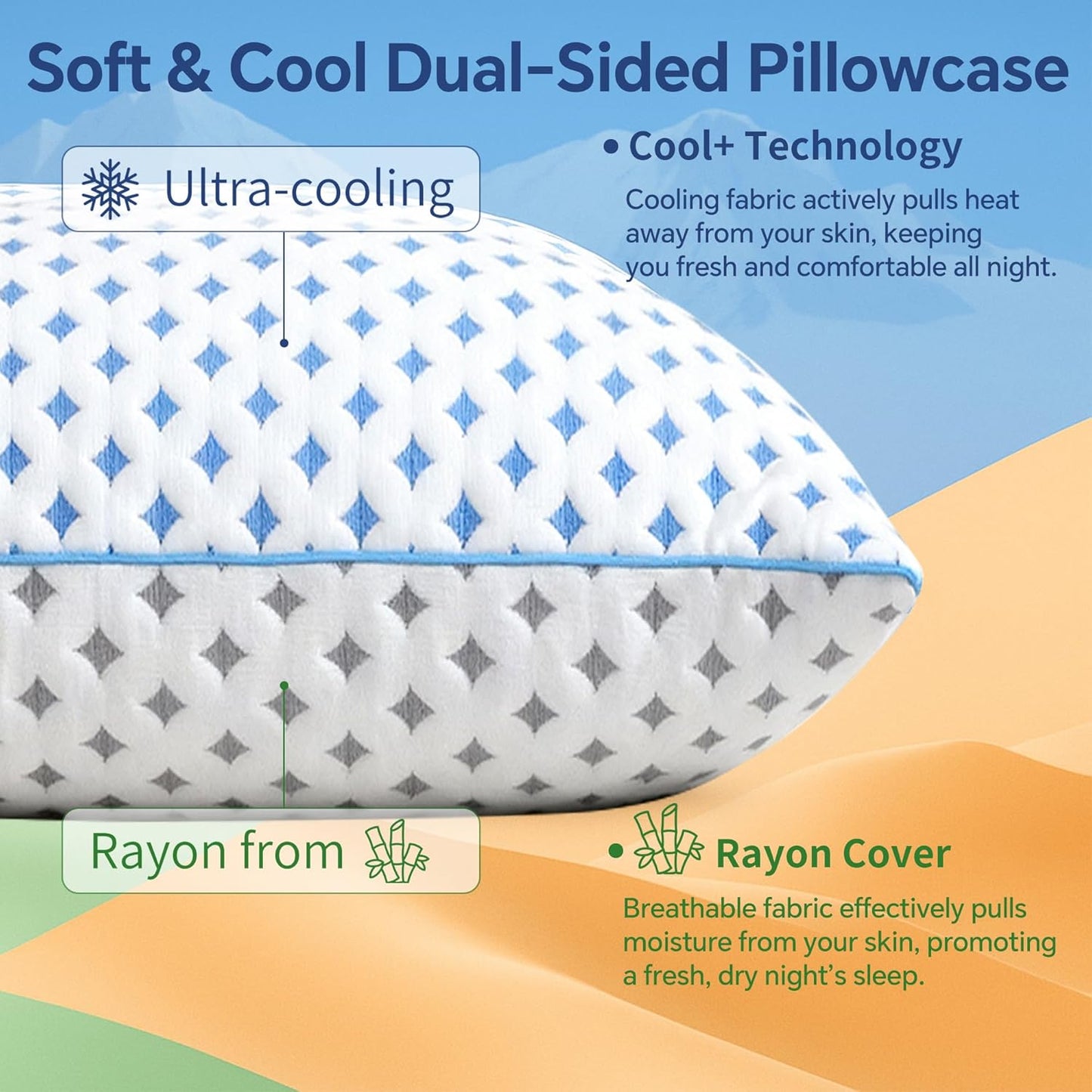 Memory Foam Pillows 2 Pack – Adjustable Loft Cooling Pillows Queen Size Set of 2 for Sleeping, Firm, Supportive, and Breathable Design for Hot, Side, Back, and Stomach Sleepers