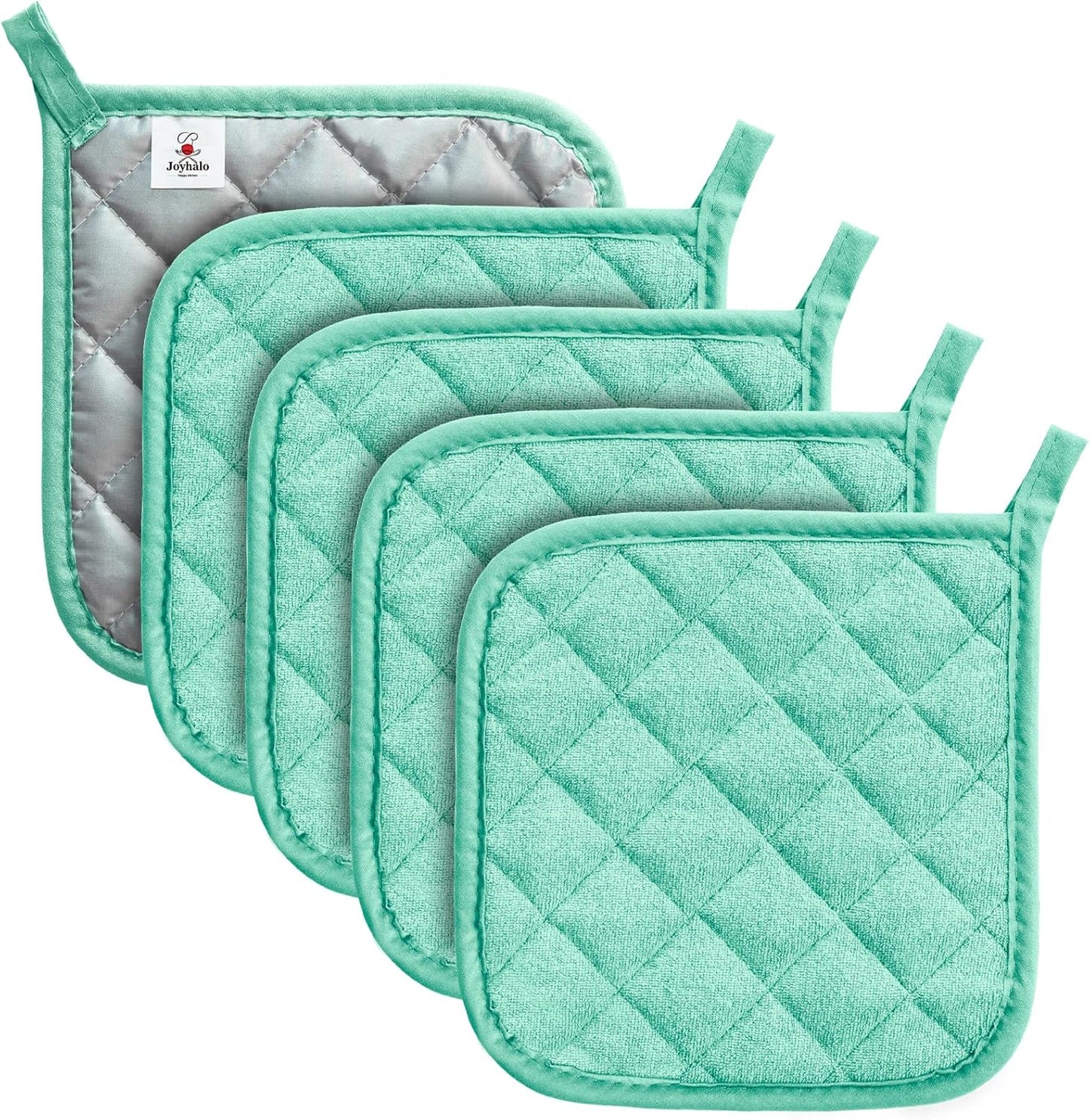 Joyhalo 5 Pack Heat Resistant Pot Holders - Terry Cloth Sets for Cooking & Baking