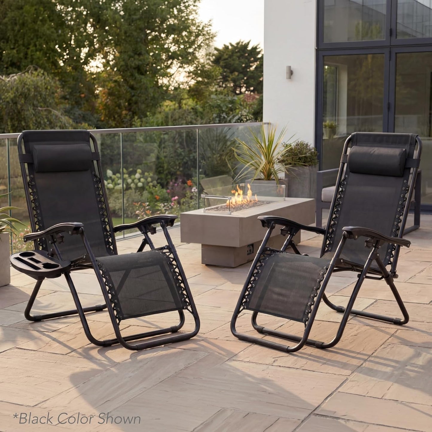 Best Choice Products Set of 2 Adjustable Steel Mesh Zero Gravity Lounge Chair Recliners w/Pillows and Cup Holder Trays - Amethyst