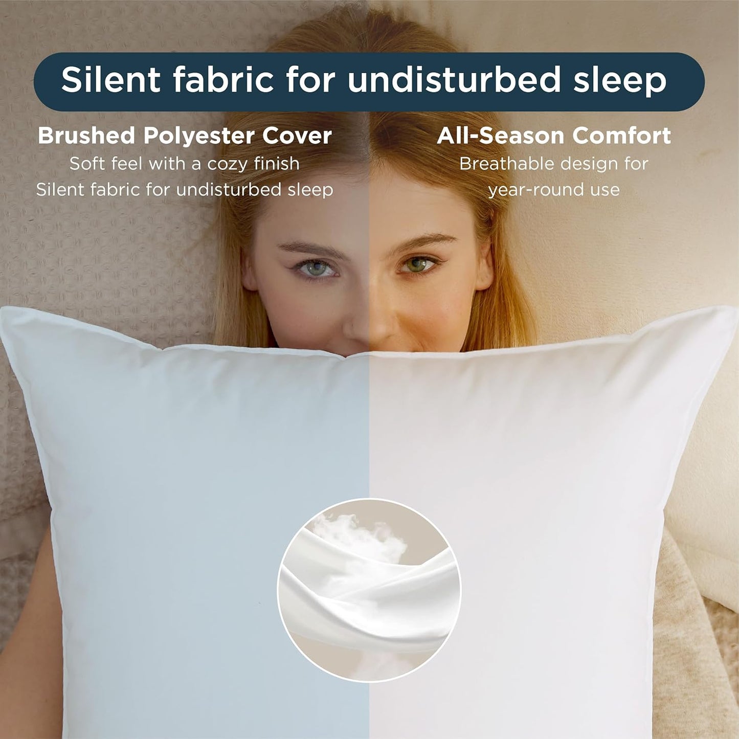 Bedsure Pillows Queen Size Set of 2 - Hotel Collection Bed Pillows for Sleeping, with Down Alternative Filling, Soft Support for Back, Stomach or Side Sleepers, Queen/Full, 28"x19", White, 2 Pack