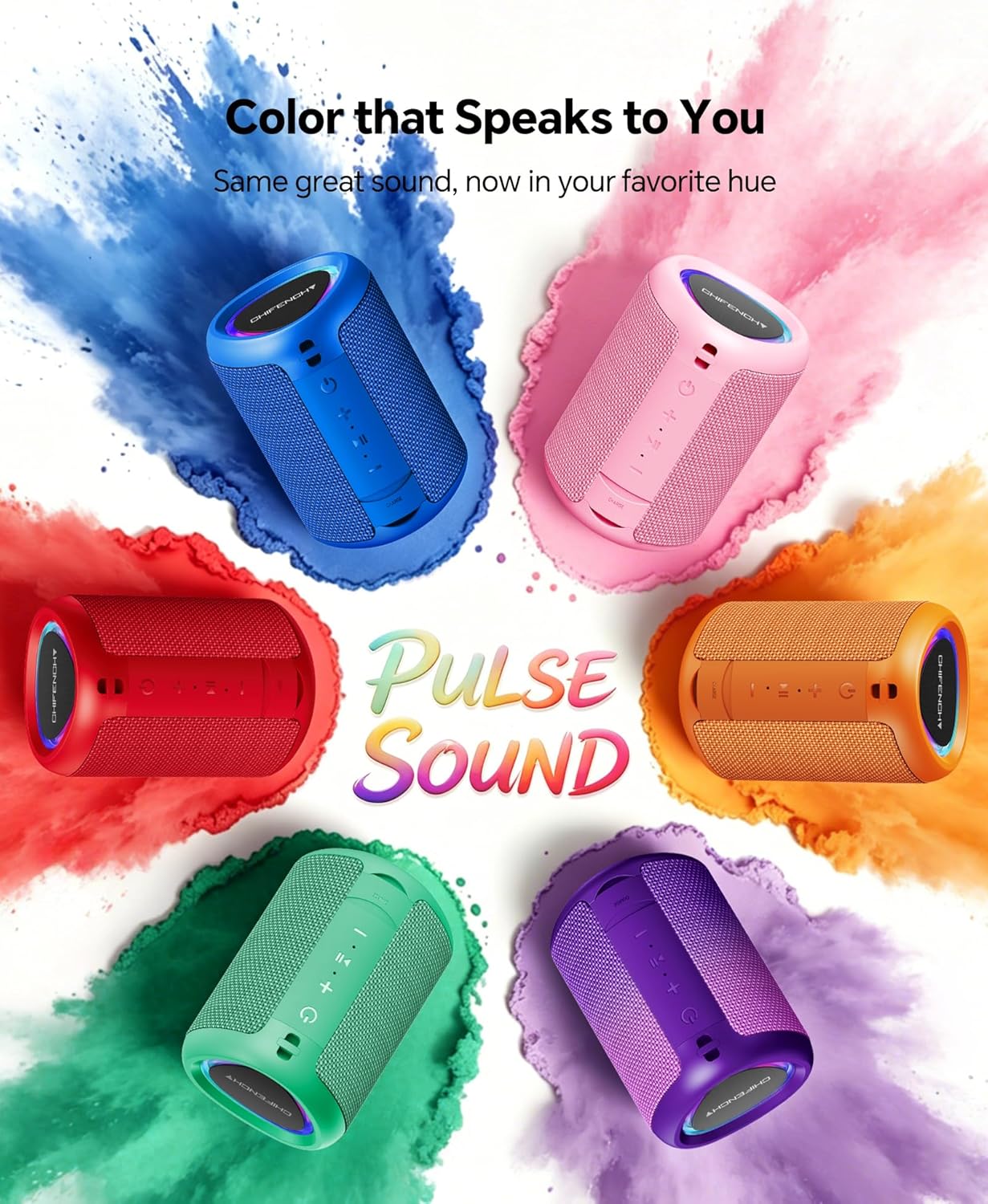 Portable Bluetooth Speaker Beach Essentials: Powerful Crystal Clear Sound/Dynamic Light/IPX5 Waterproof/All Day Playtime/Wireless BT 5.3/TWS Paring, Dad Gifts, Outdoor|Travel|Camping|Pool Accessories