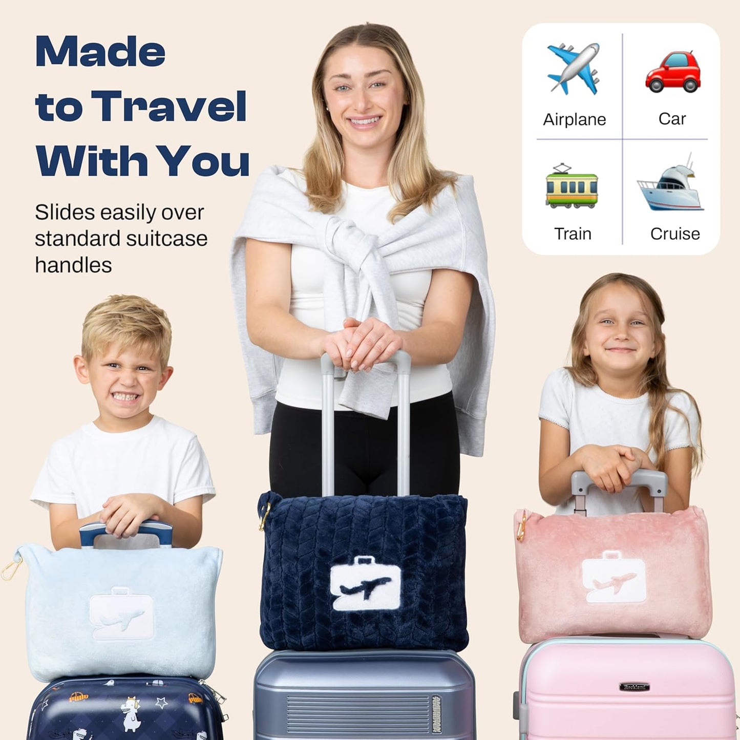 EverSnug Travel Blanket and Pillow - Ultra-Soft, Compact & Lightweight, 65x40 Inches, with Carry Case, Luggage Sleeve & Backpack Clip for Airplane Comfort (Ice Blue)