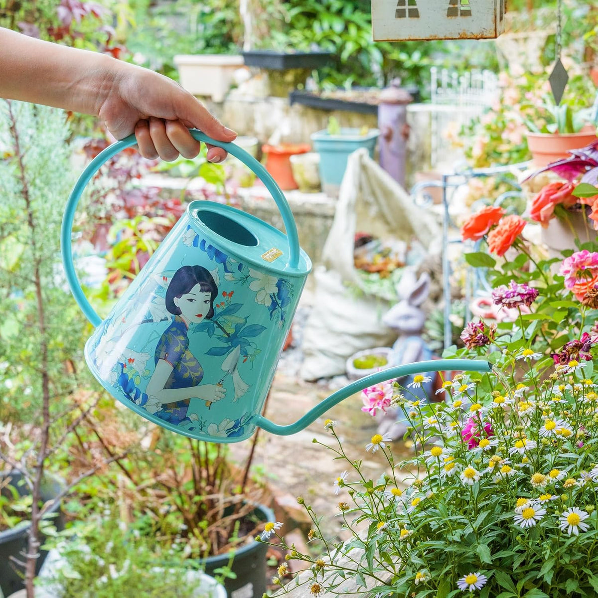 2L Long Spout Watering Can, Stainless Steel Water Can (Magnolia)