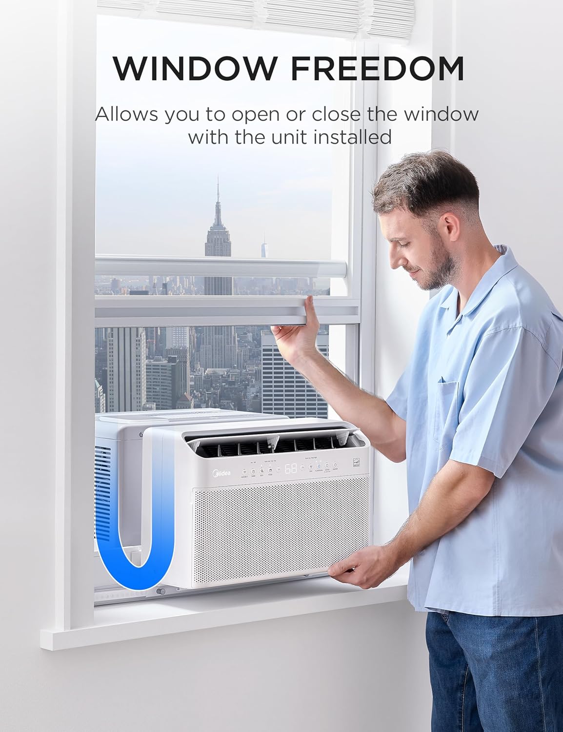 Midea 12,000 BTU U Shaped Smart Inverter Window Air Conditioner - Cools 550 Sq Ft, Ultra Quiet with Open Window Operation - Alexa/Google Assistant Compatible, 37% Energy Savings, Remote (2026 Edition)