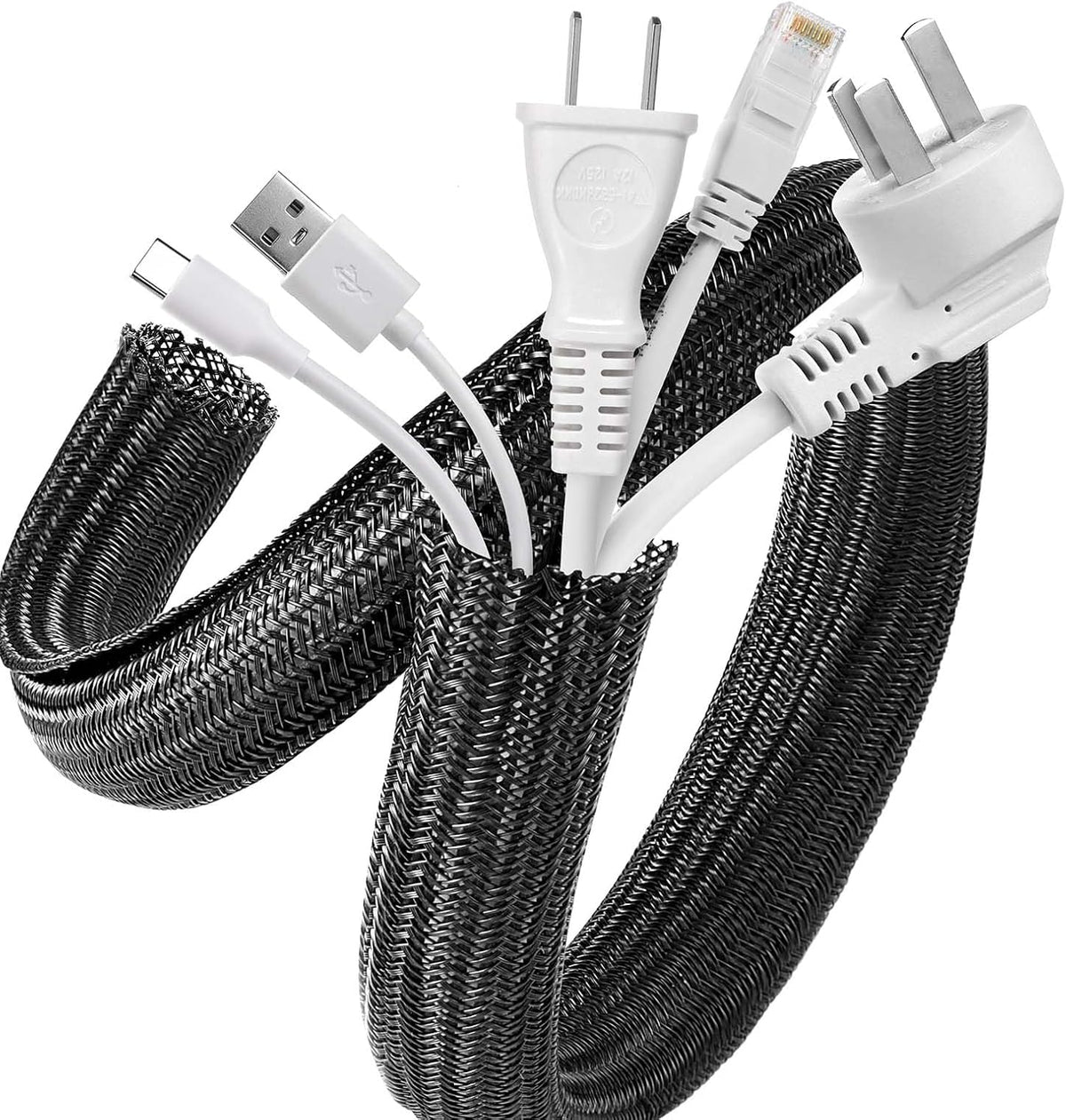 AGPTEK Cable Sleeve, 20ft - 1 inch Cable Management Cord Hider, Black