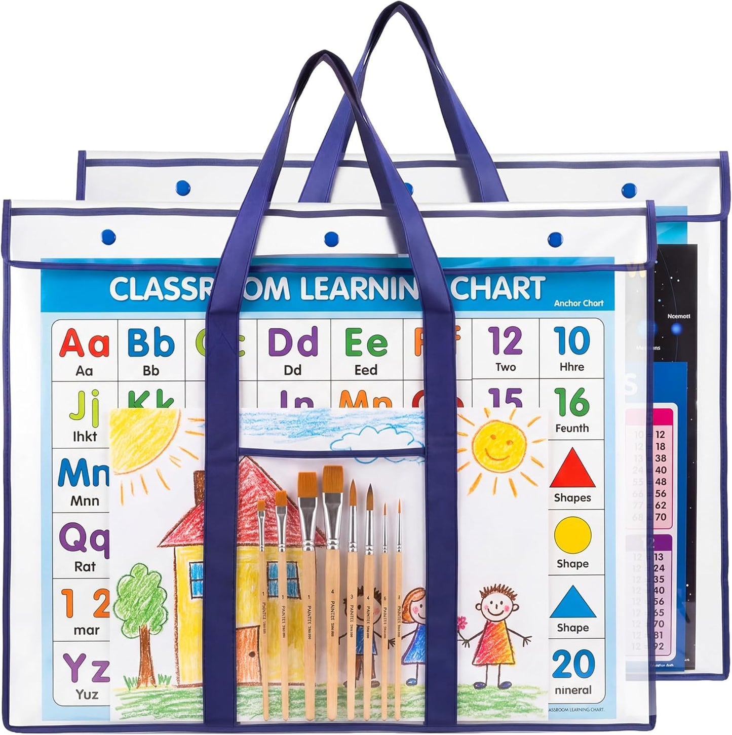 GAMENOTE 2 Pack Large Poster Storage Bag (31.5"×25.5") Bulletin Board Holder Art Portfolio Container for Teachers Classroom Organization