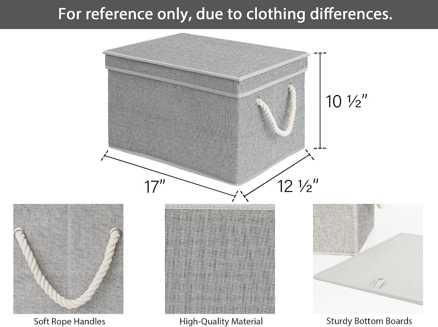 StorageWorks Storage Bins with Lids, Fabric Boxes for Closet, Gray