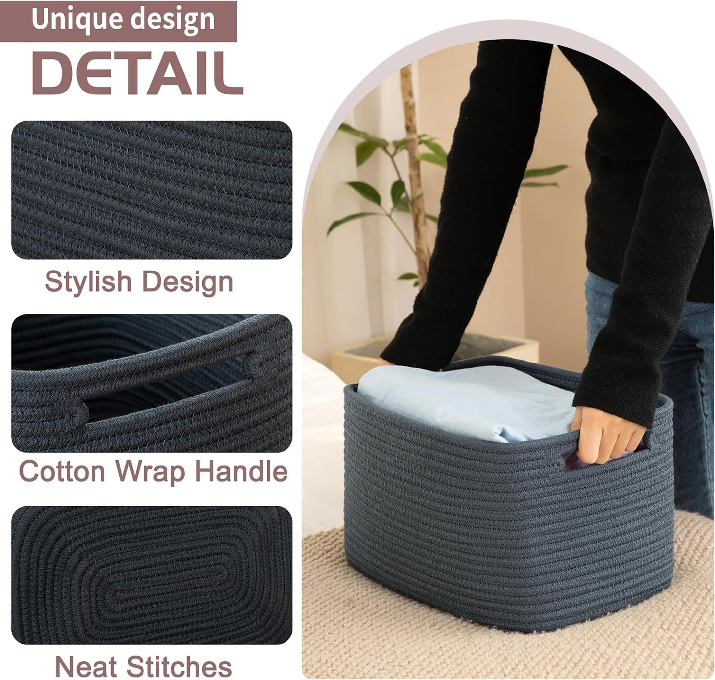 OIAHOMY 4 Pack Storage Baskets for Organizing 15L Cube Storage Bins Blue