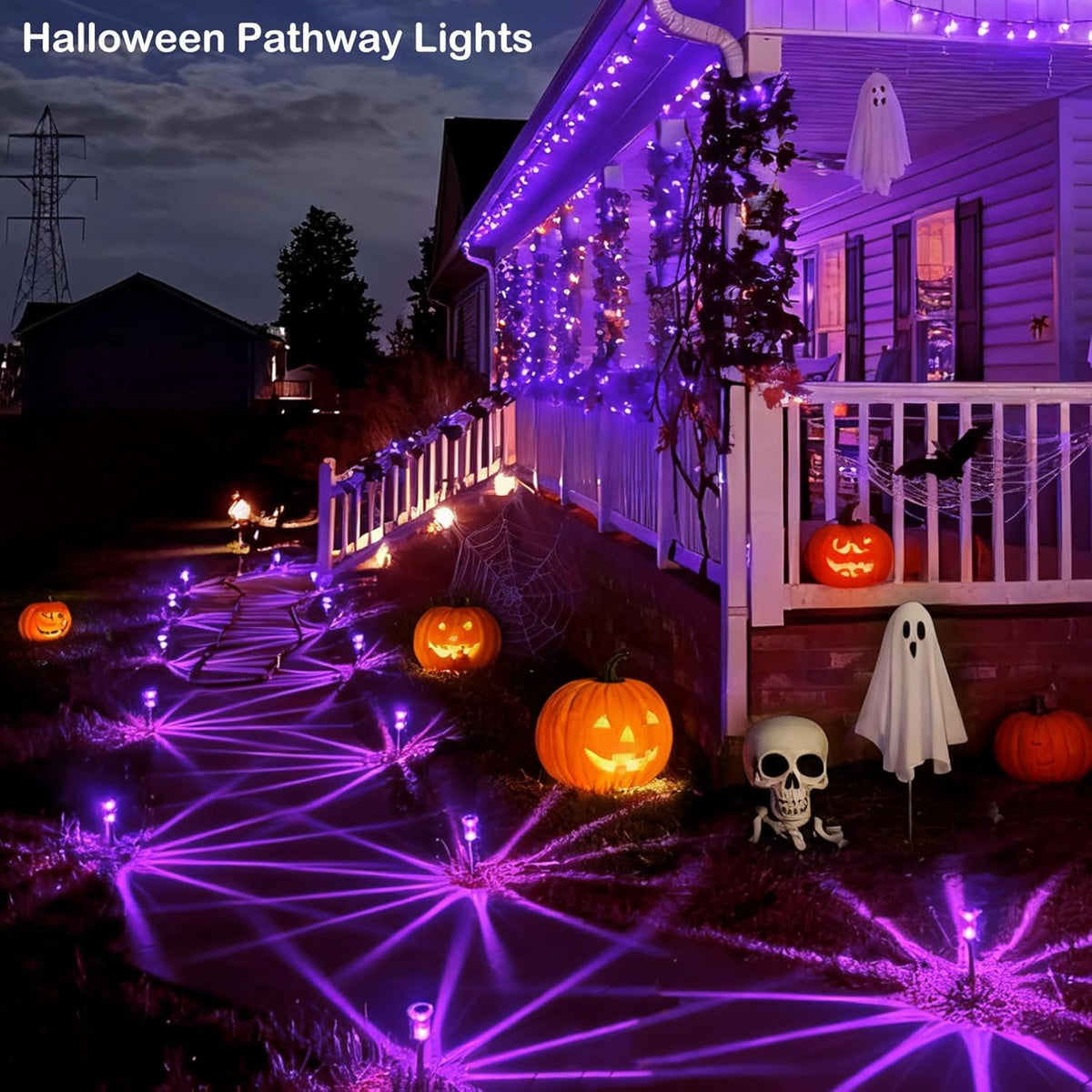 Christmas Solar Lights Outdoor 10 Pack Solar Pathway Lights Outdoor Halloween Decorations Waterproof Yard Lighting for Driveway Garden Walkway Path Landscape Lawn
