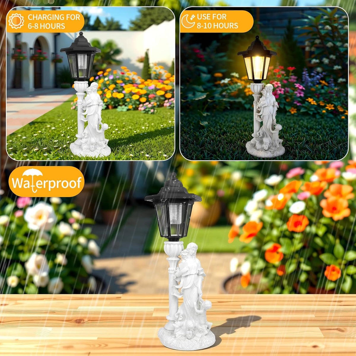 Solar Motherly Love Garden Decor, Outdoor Statues with Lantern