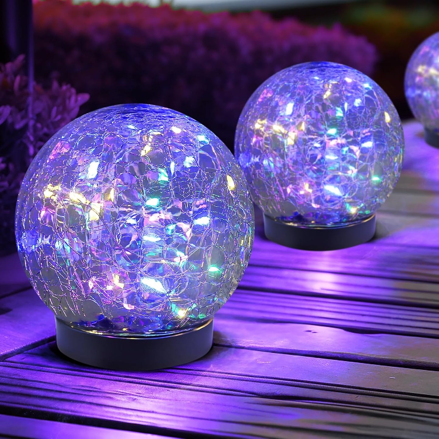JKIMK Solar Globe Lights Outdoor Waterproof-Solar Balls for Garden-Cracked Glass Ball Lights Outdoor-Solar Orbs for Outside-Decorations for Patio and Yard Lawn Backyard Decor