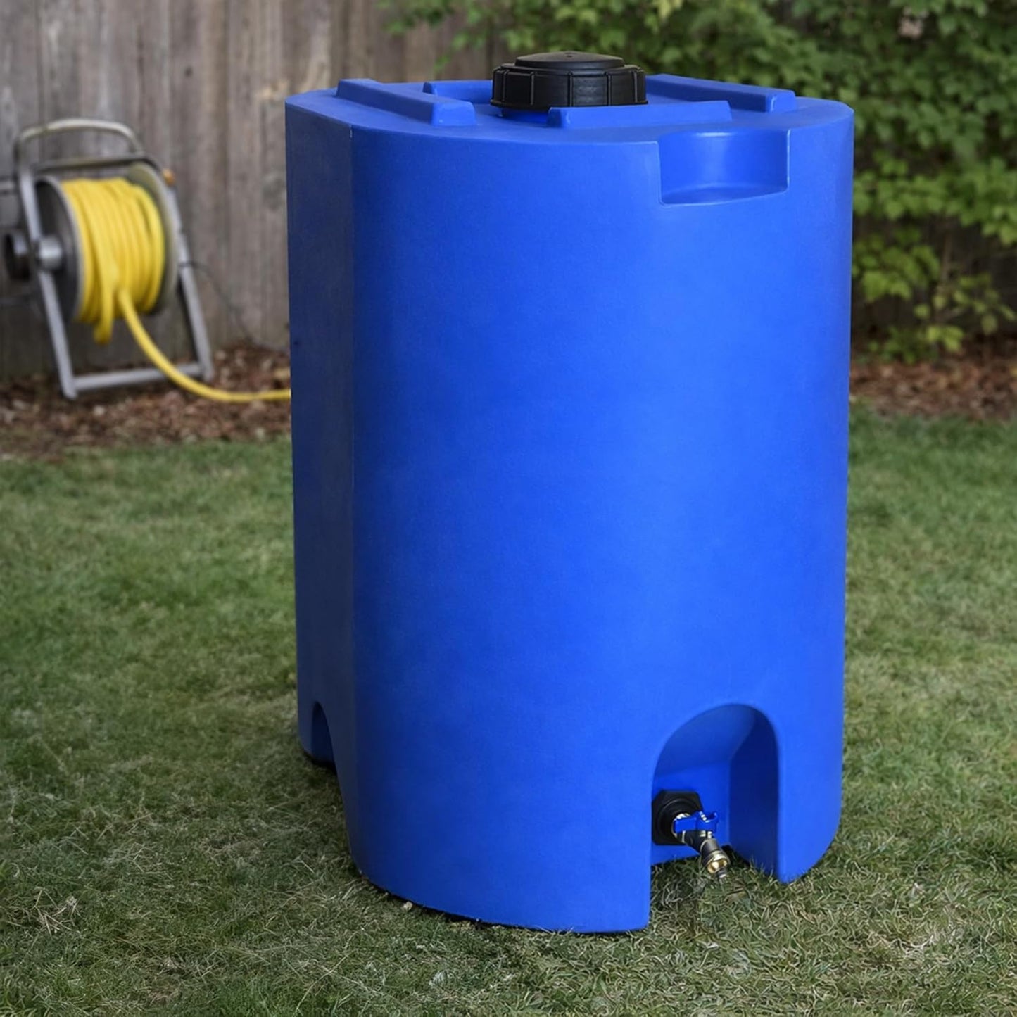 WaterPrepared Stackable Plastic Drinking Water Storage Tank with Spigots, 55 Gallon, Blue - Portable Emergency Hydration Container for Survival or Disaster Preparedness