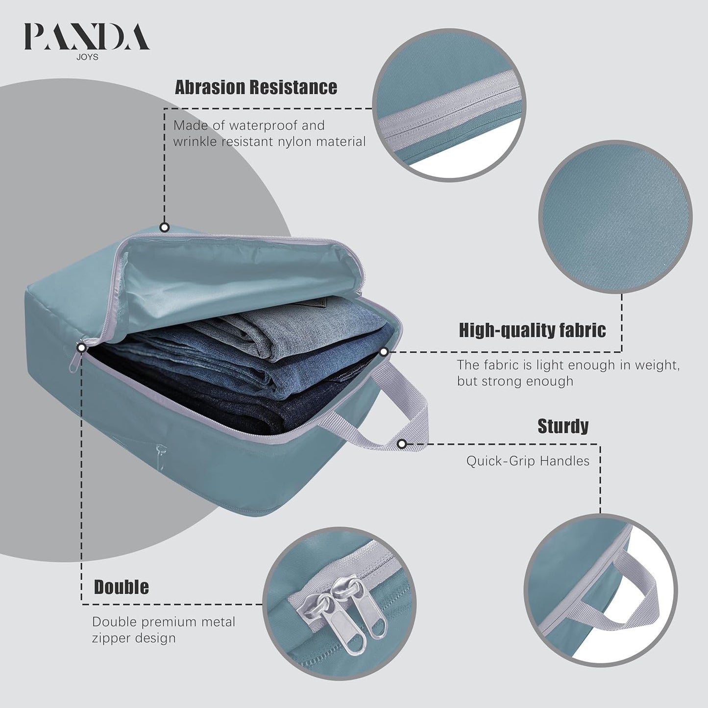 PANDA JOYS 4 Set Compression Packing Cubes Travel - Travel Accessories Expandable Packing Organizers for Carry On - Essentials Luggage Bags - Dark Blue