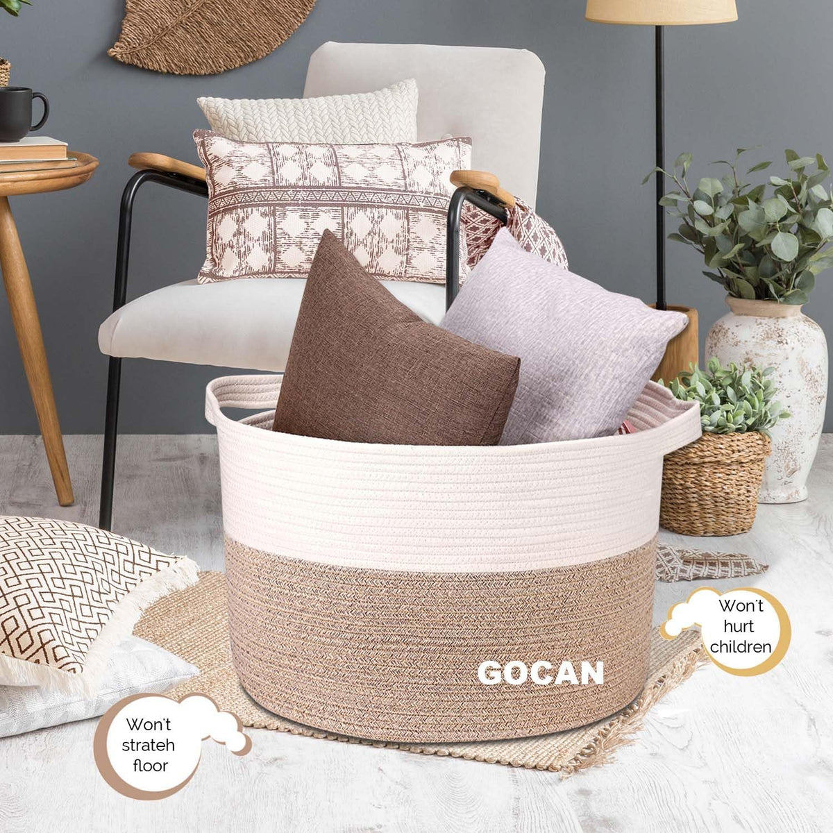 Cotton Rope Woven Laundry Basket 22"X 22"X 14" with handlesXXXL