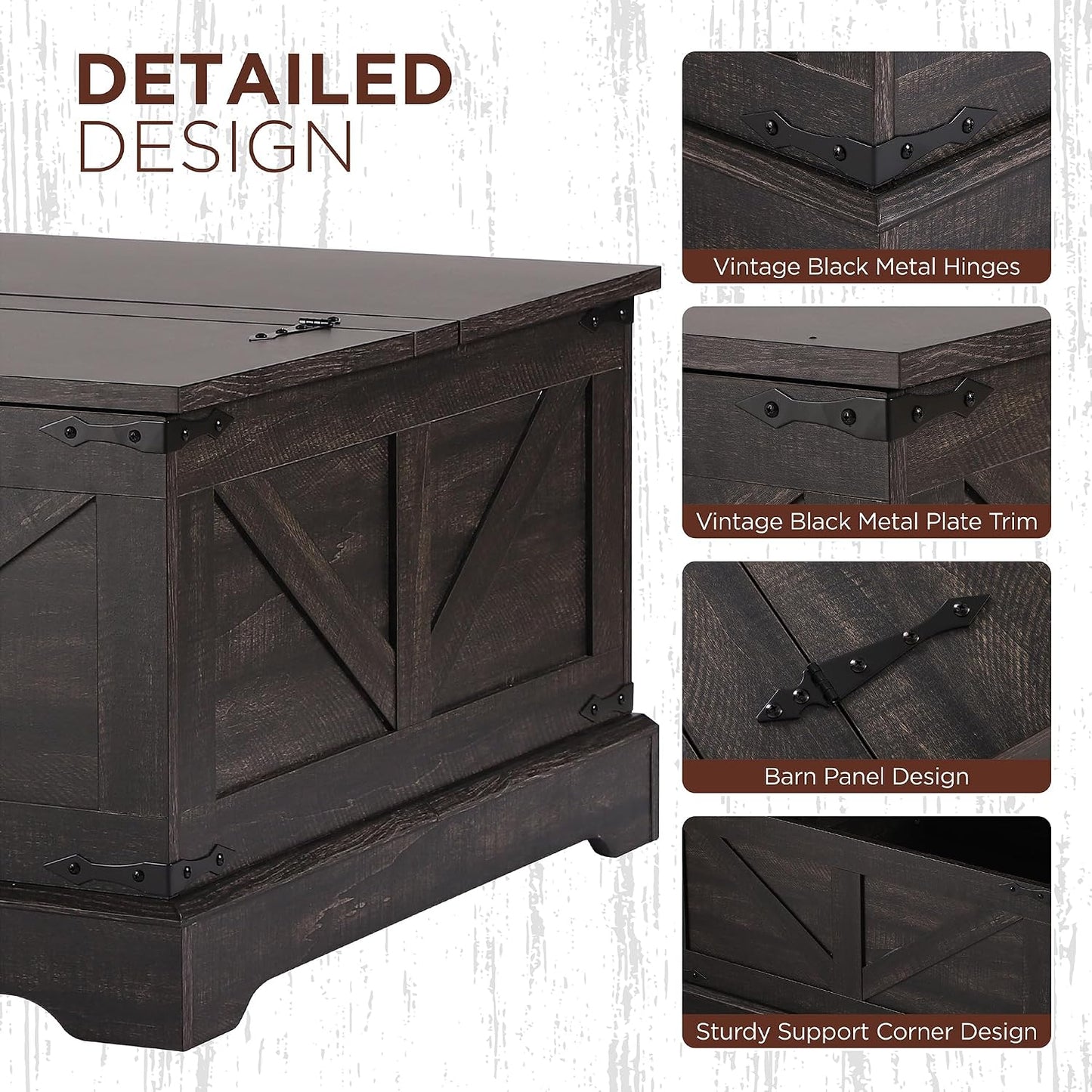 KIGOTY 31.5" Lift Top Coffee Table with Hidden Storage, Black | Square Farmhouse Style with Spacious Interior, All-in-one Living Room Table, Easy to Wipe and Adjust