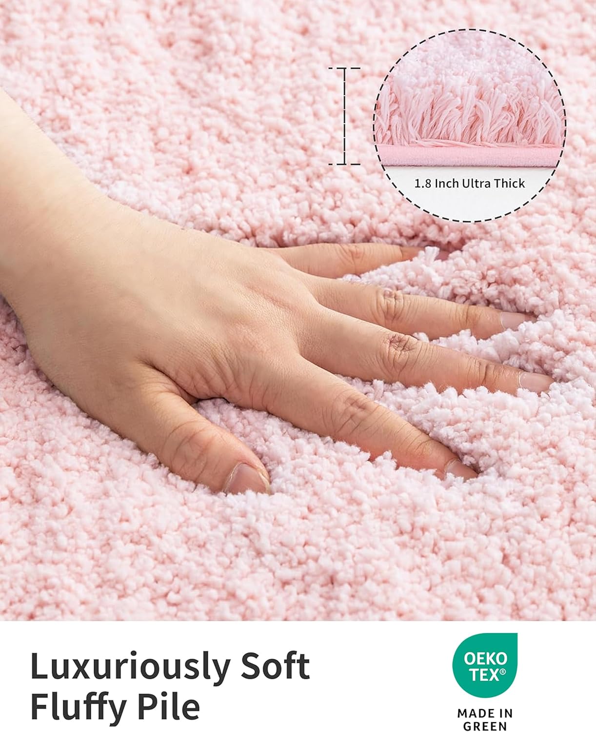 ILANGO Dark Pink Bathroom Rugs 24" × 17" Small Non Slip & Super Absorbent Extra Thick Soft, Washable Bath Mat for Floor, Microfiber Plush Shaggy Bath Rug with Rubber for Bathtub Shower Room Sink