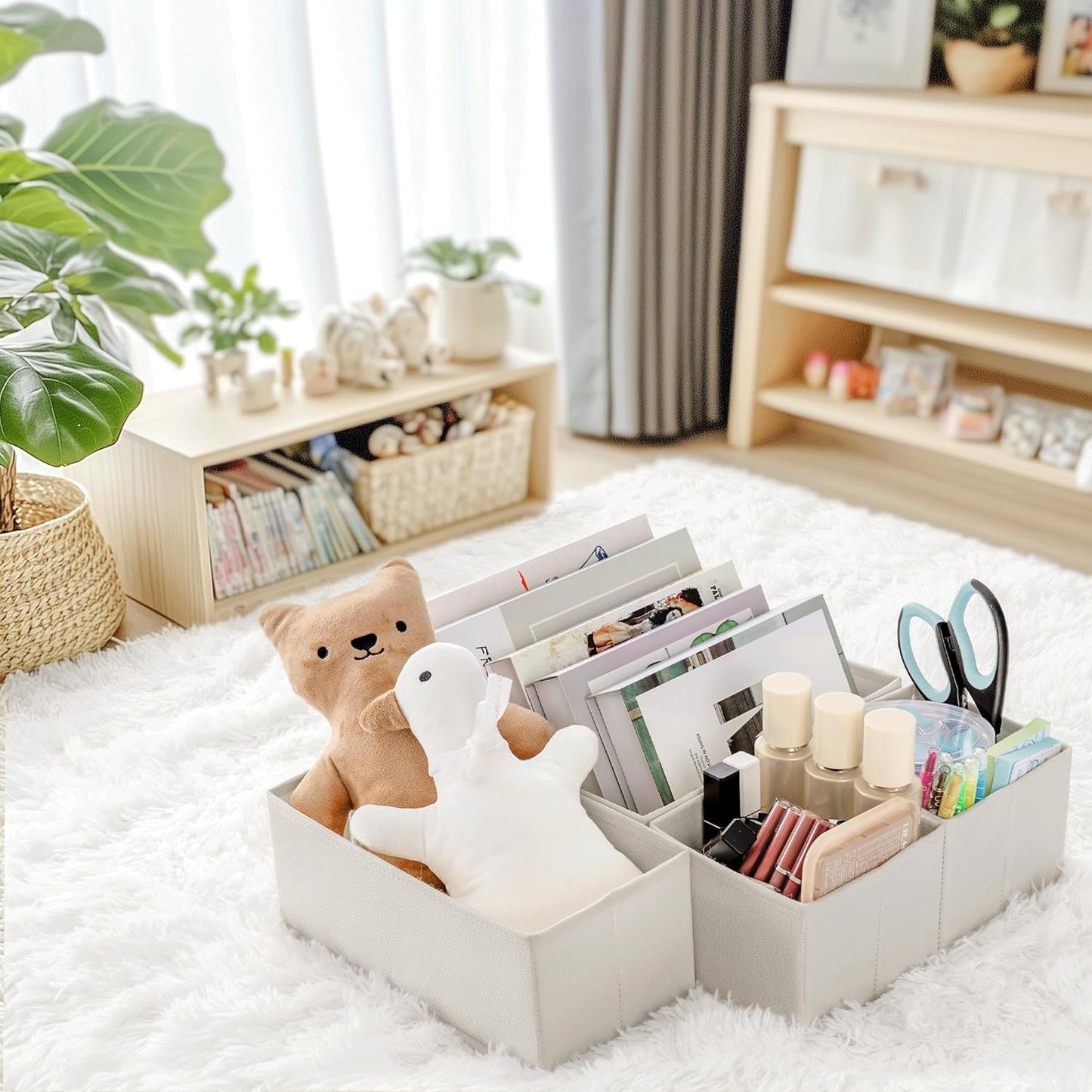 Criusia Drawer Organizer Clothes, 10 Pack Dresser Organizer for Baby Clothes, Underwear, Sock- Foldable Closet Organization and Storage Dividers Bins for Nursery, Bedroom (Oatmeal)