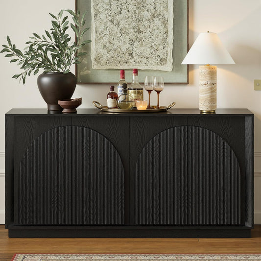 win2win 65" Sideboard Buffet Cabinet with Storage, Modular Credenza, Black