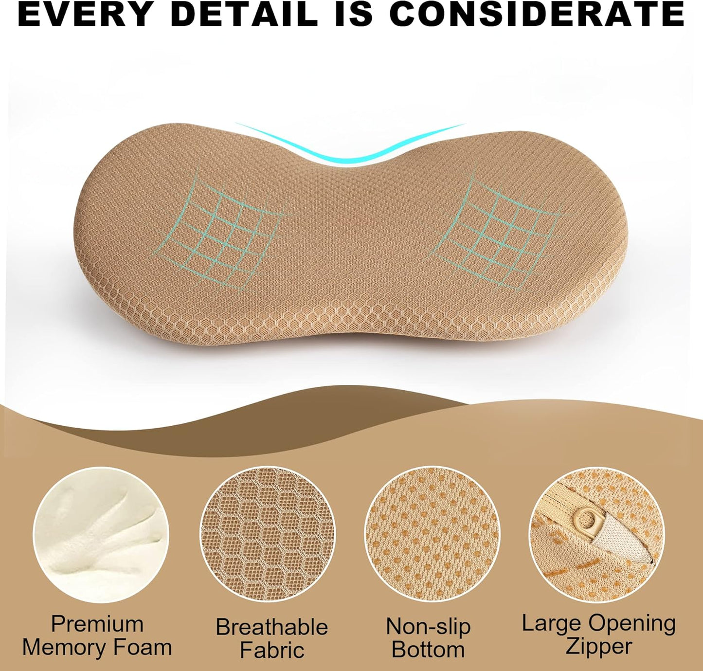 Livtribe Car Seat Cushion - Memory Foam Car Seat Pad - Sciatica & Lower Back Pain Relief - Car Seat Cushions for Driving - Road Trip Essentials for Drivers(Beige)