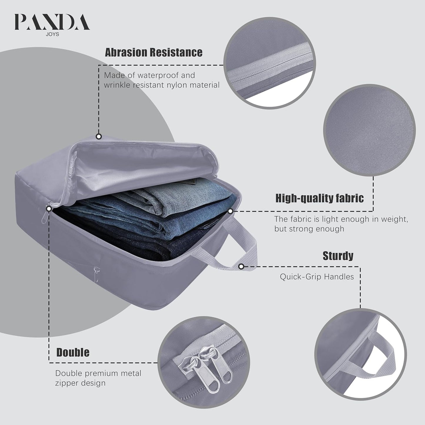 PANDA JOYS 4 Set Compression Packing Cubes Travel - Travel Accessories Expandable Packing Organizers for Carry On - Essentials Luggage Bags - Dark Grey