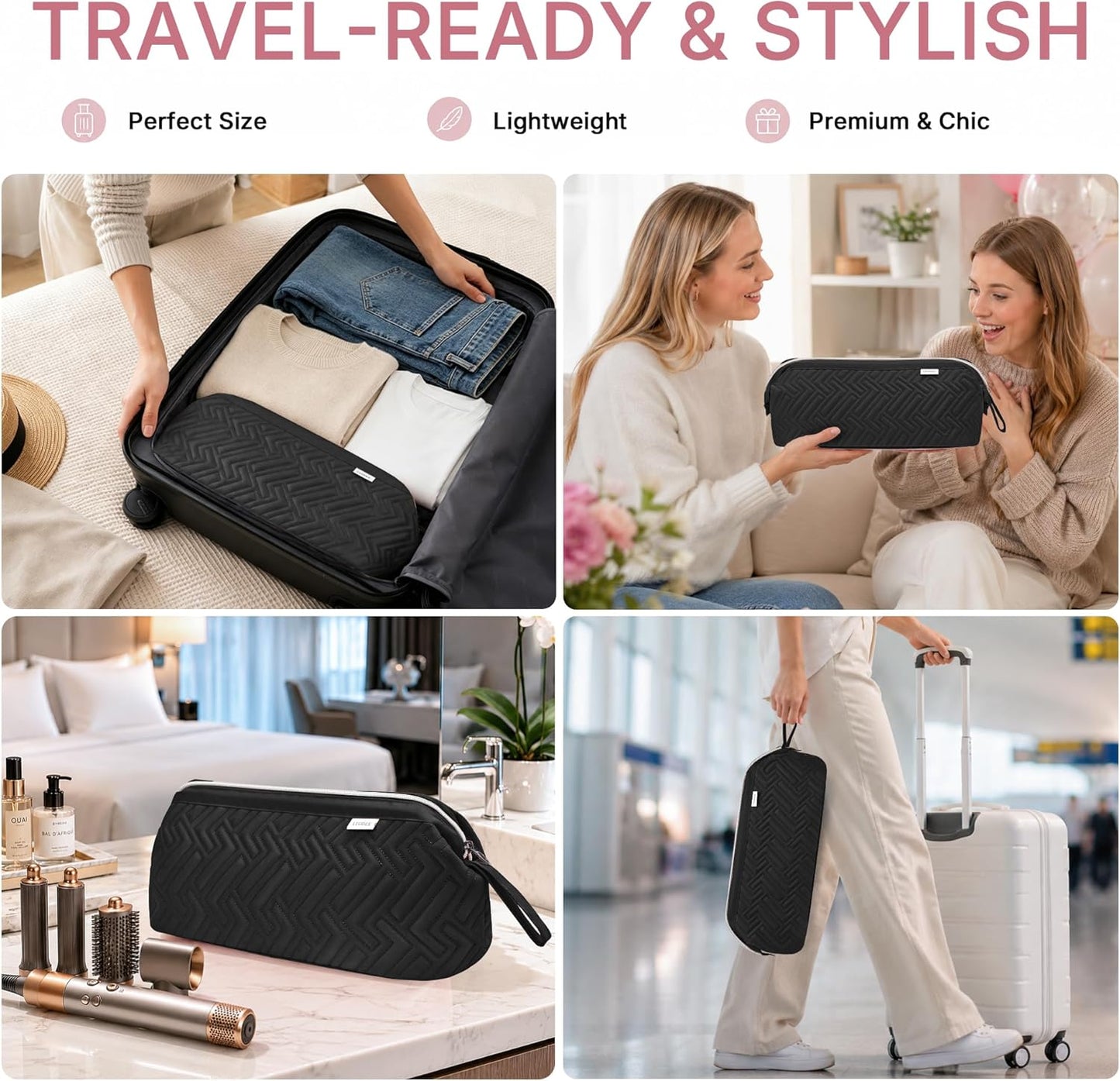 Leudes Hair Tools Travel Bag for Shark Flexstyle Carrying Case Portable Shark Hair Air Wrap Dryer Case Waterproof Dustproof Flat Curling Iron Travel Organizer (Black)