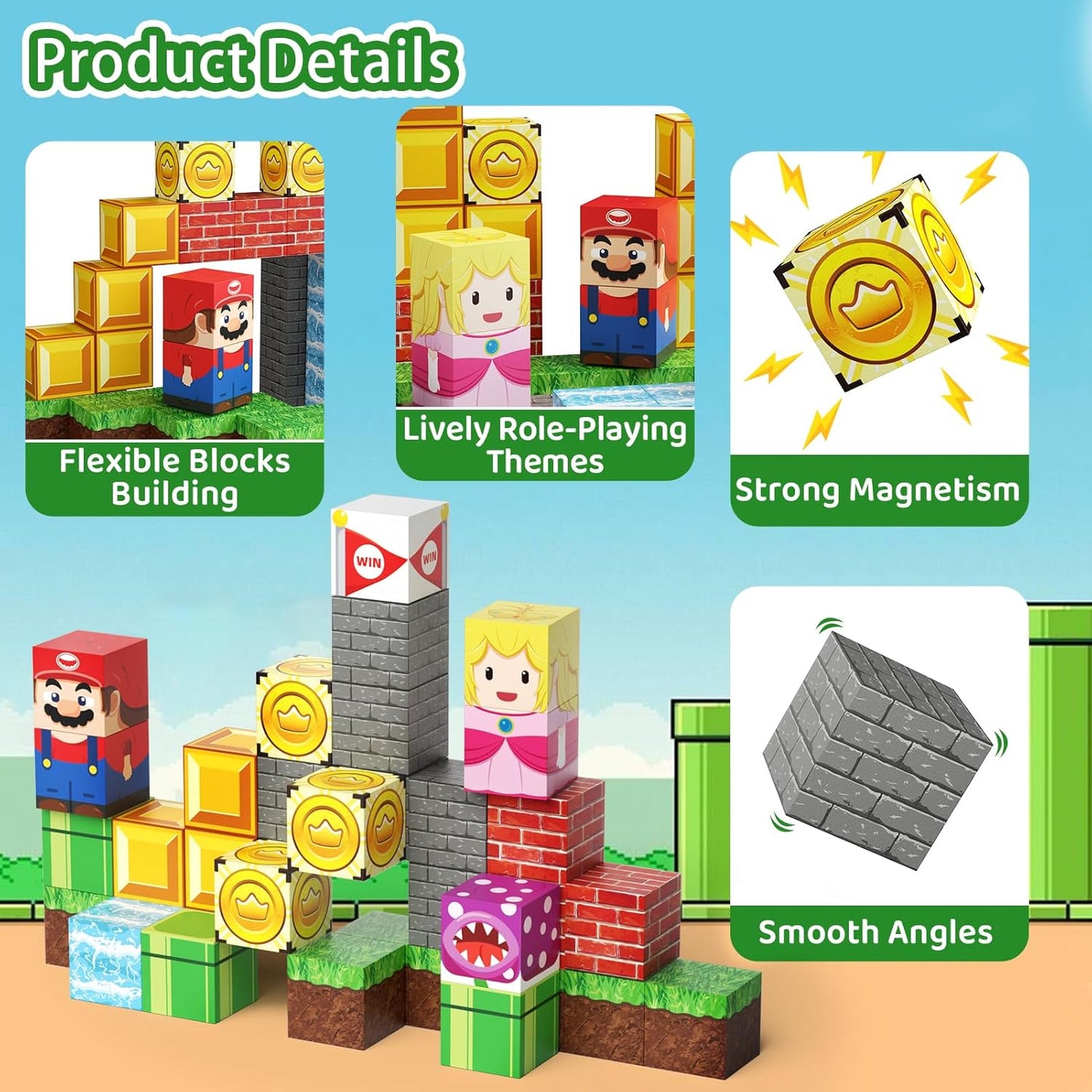 Magnetic Building Blocks Travel Toys for Kids Ages 4-8, Toddler Magnetic Cubes STEM Learning Set with Iron Storage Box – Portable Construction Toys for Boys Girls 3-5