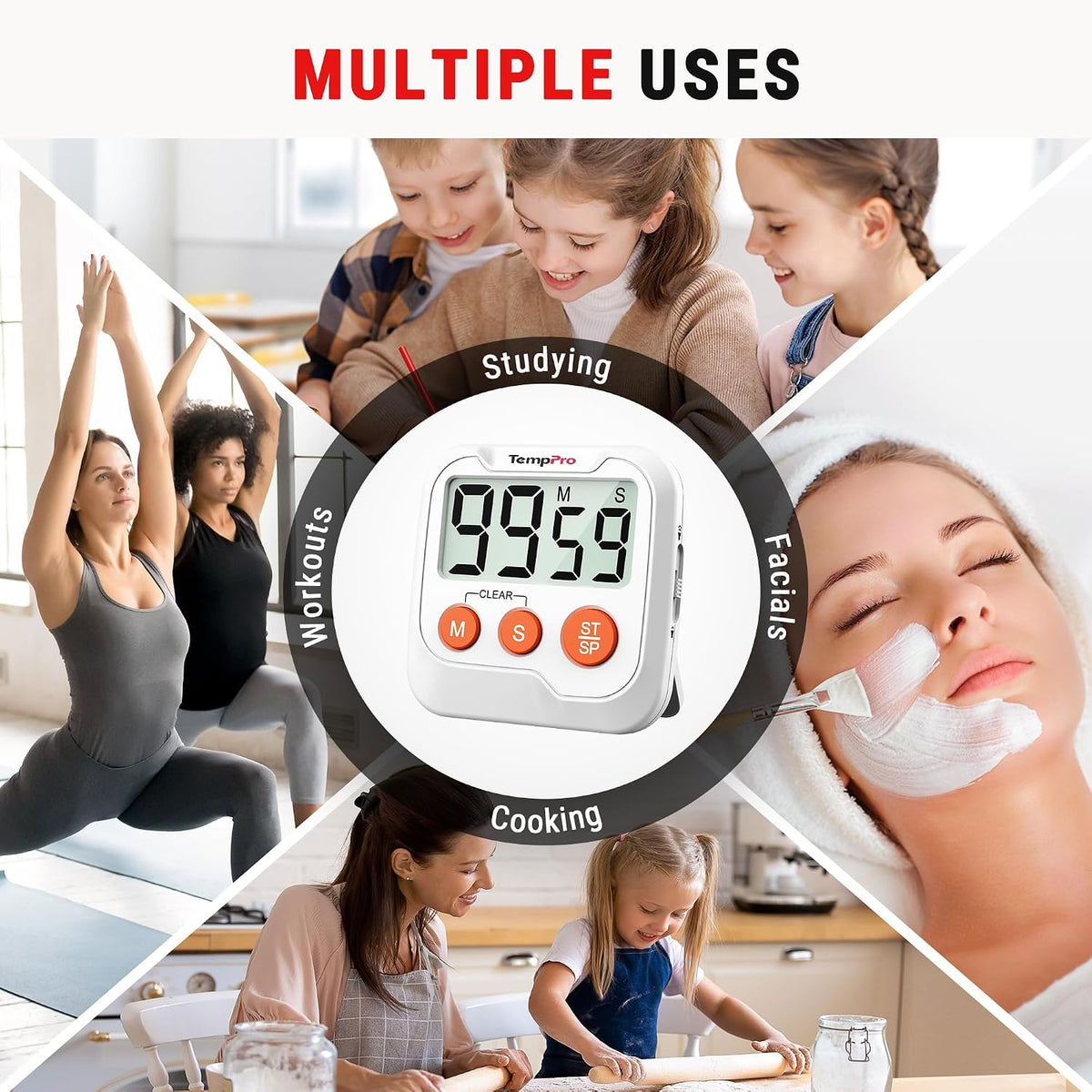 TempPro TM03 Digital Timer with 2 Alarm Volume & Strong Magnetic Back