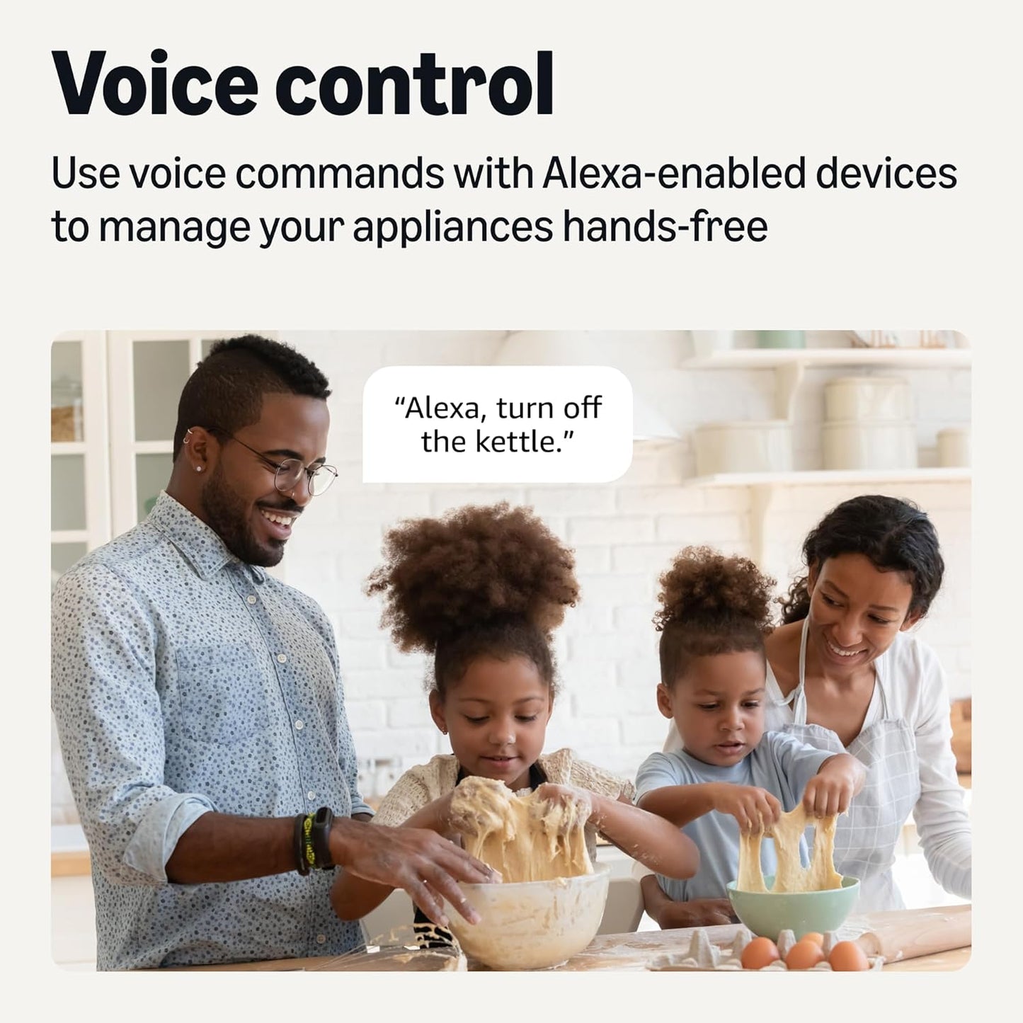 Amazon Basics Smart Plug, Works with Alexa Only, Voice Control, Remote APP Control, Schedule, Compact Design, Versatile, 2.4 GHz Wi-Fi, No Hub Required, 4-Pack, White