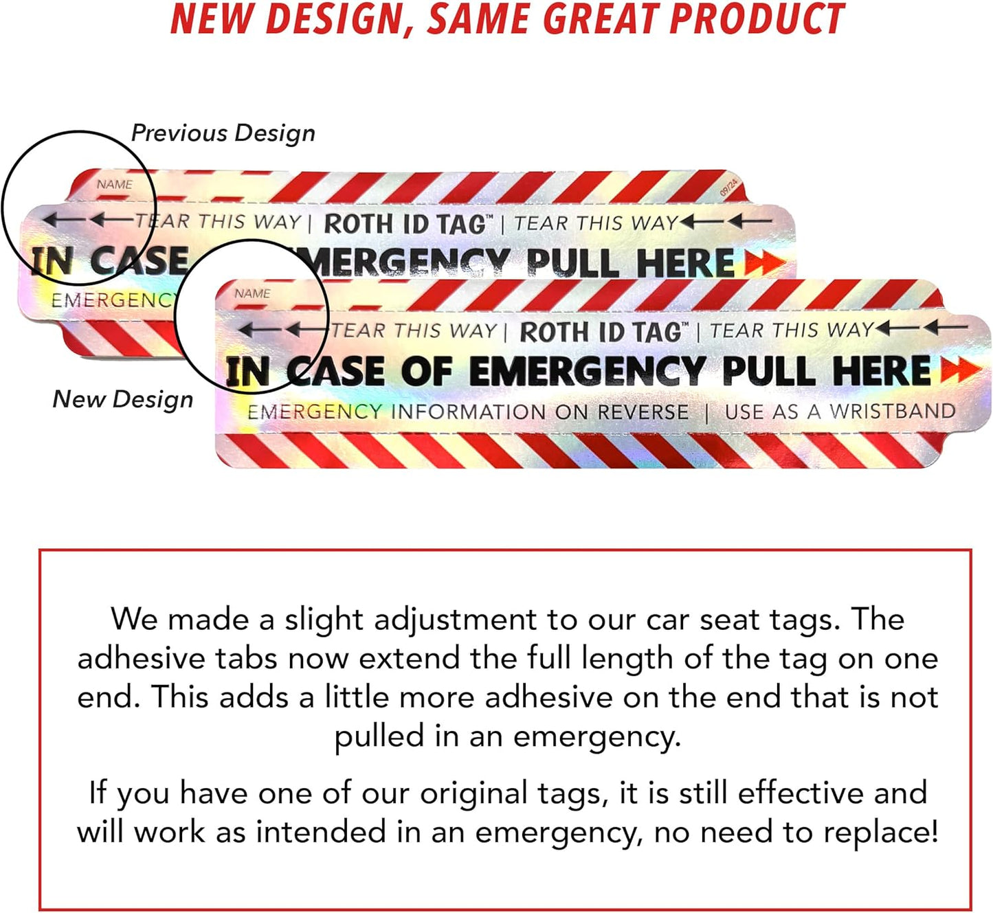 Emergency Contact Identification System for Car Seats, Booster Seats, Baby Gear | Original ROTH ID TAG Kit (2 Tags)