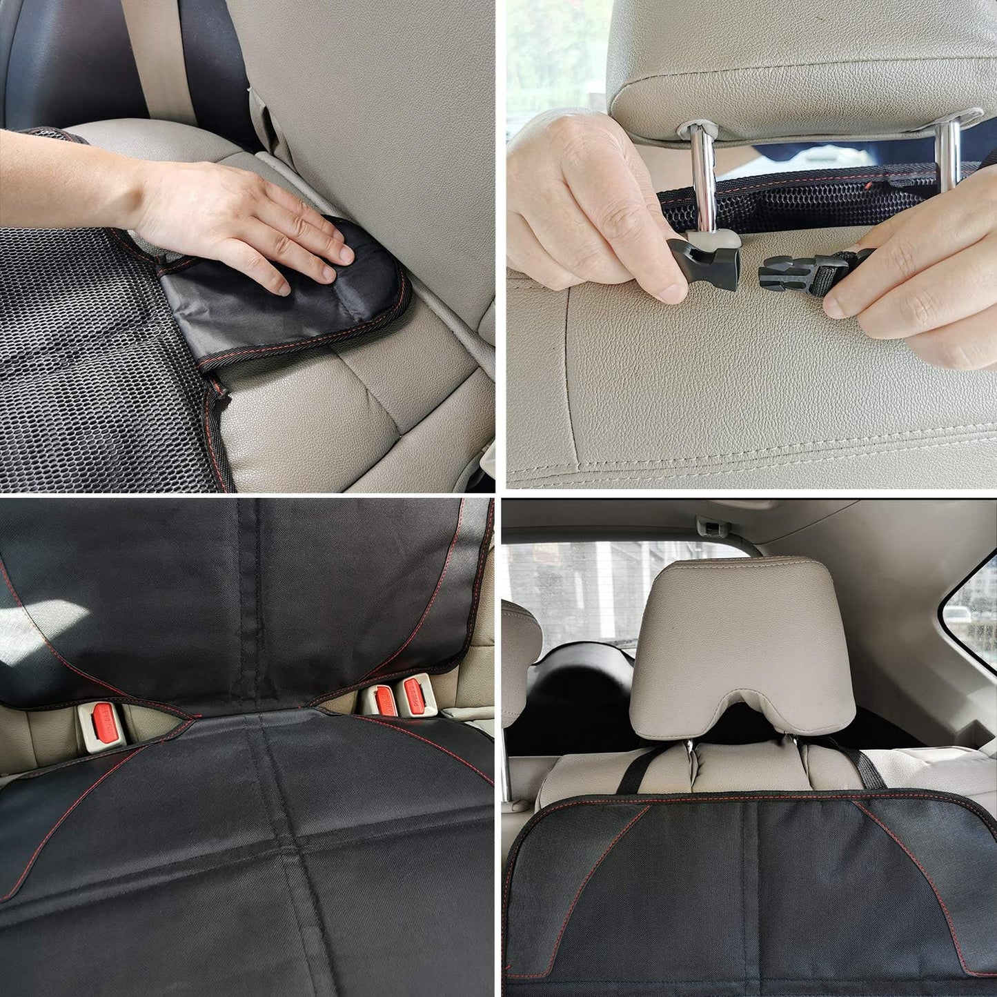 MORROLS Car Seat Protector for Child, Baby, Pets -1 Pack car seat Cover with Thick Padding- Waterproof Universal Size with Mesh Pockets (Black)