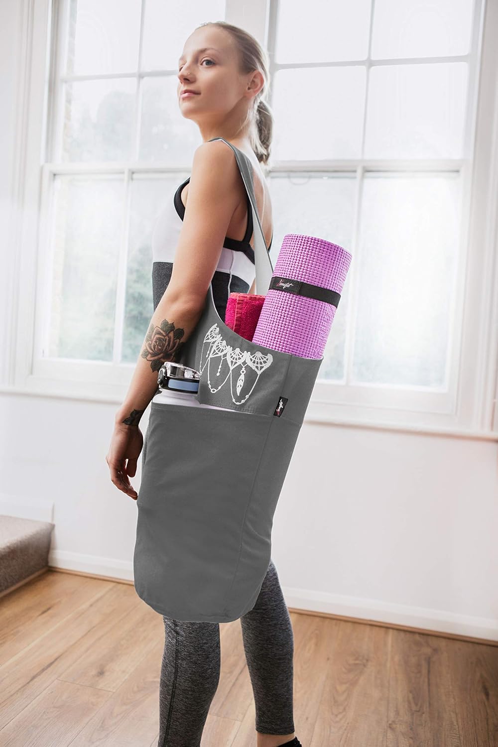 Yoga Mat Bag & Carrier with Pockets for Women