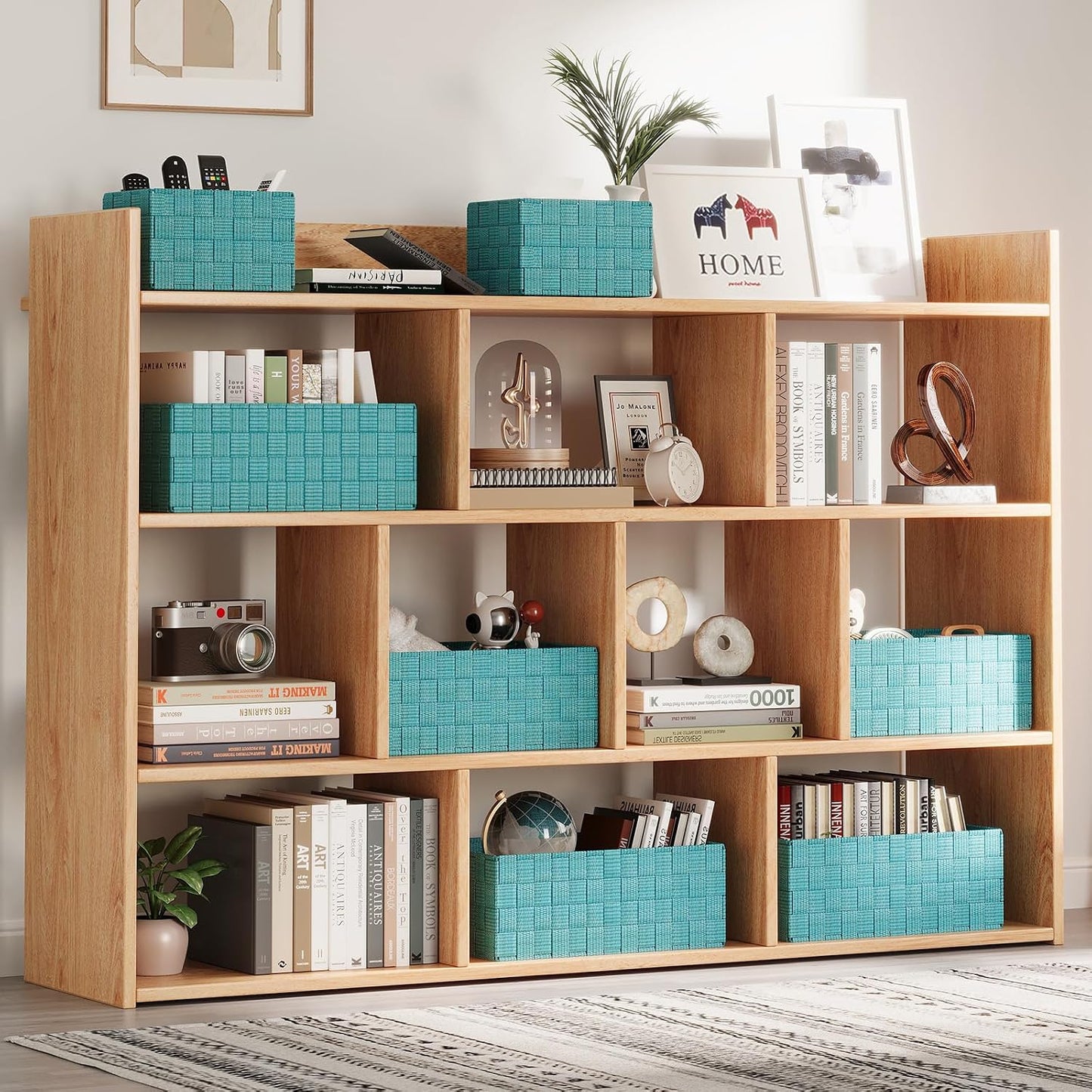 Storage Baskets: 6 Pack Stackable Woven Storage Bins, Aqua