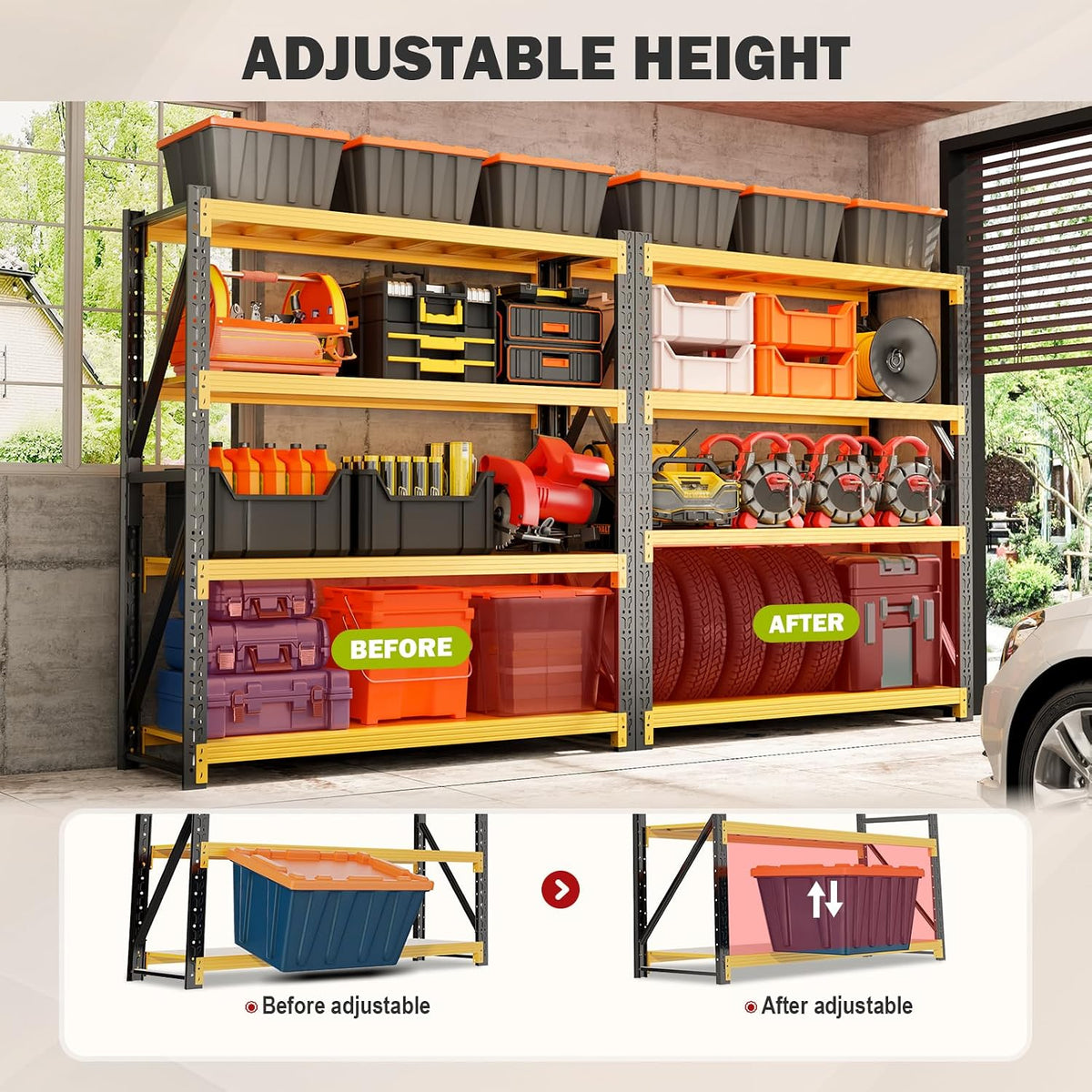 60"W x 20"D x 79"H Storage Shelves, 5000LBS Heavy Duty Metal Shelving