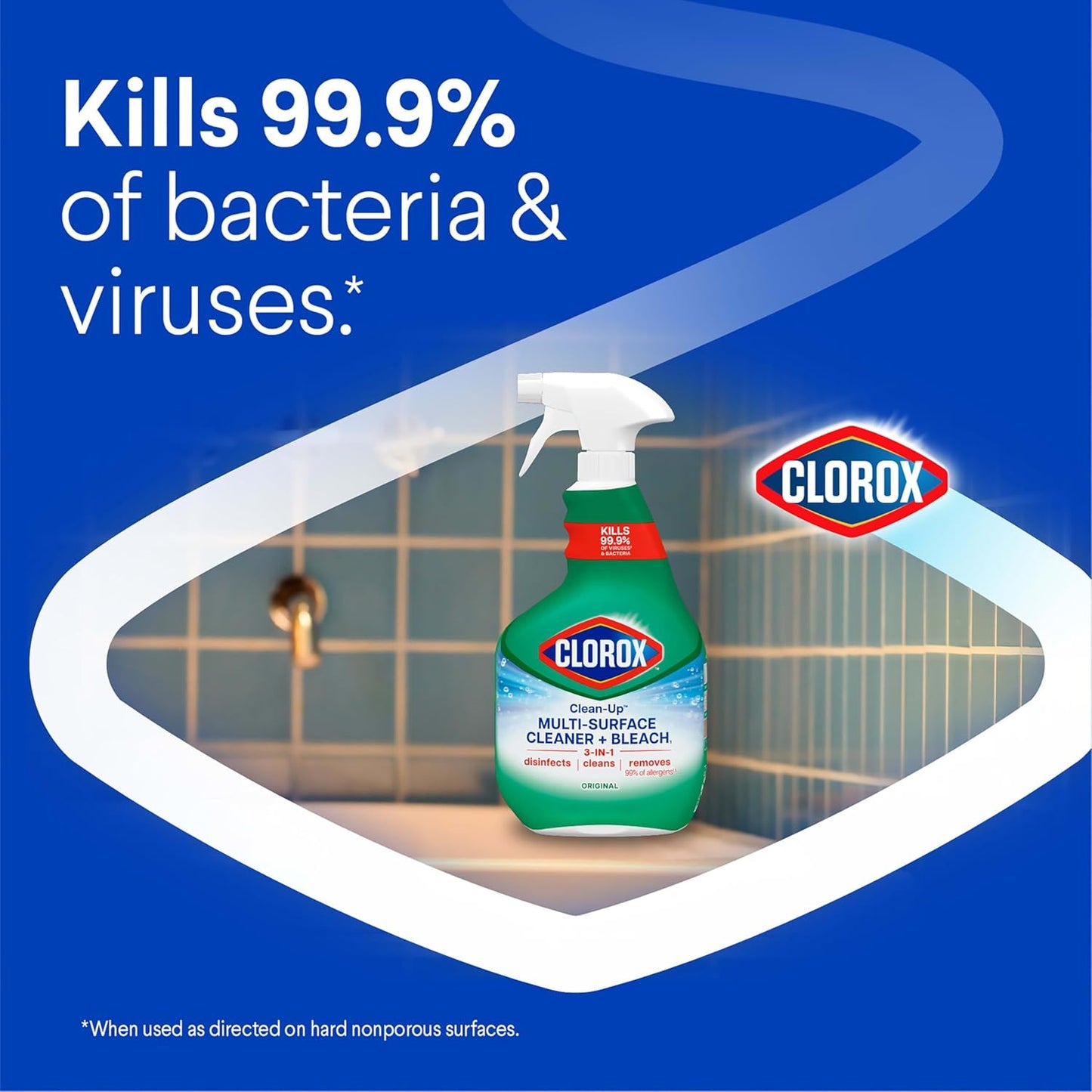 Clorox Clean-Up Multi Surface Cleaner Bleach Spray, Original, All Purpose Cleaning Spray Bottle, Mold and Mildew Cleaner, 32 Fl Oz., Pack of 3