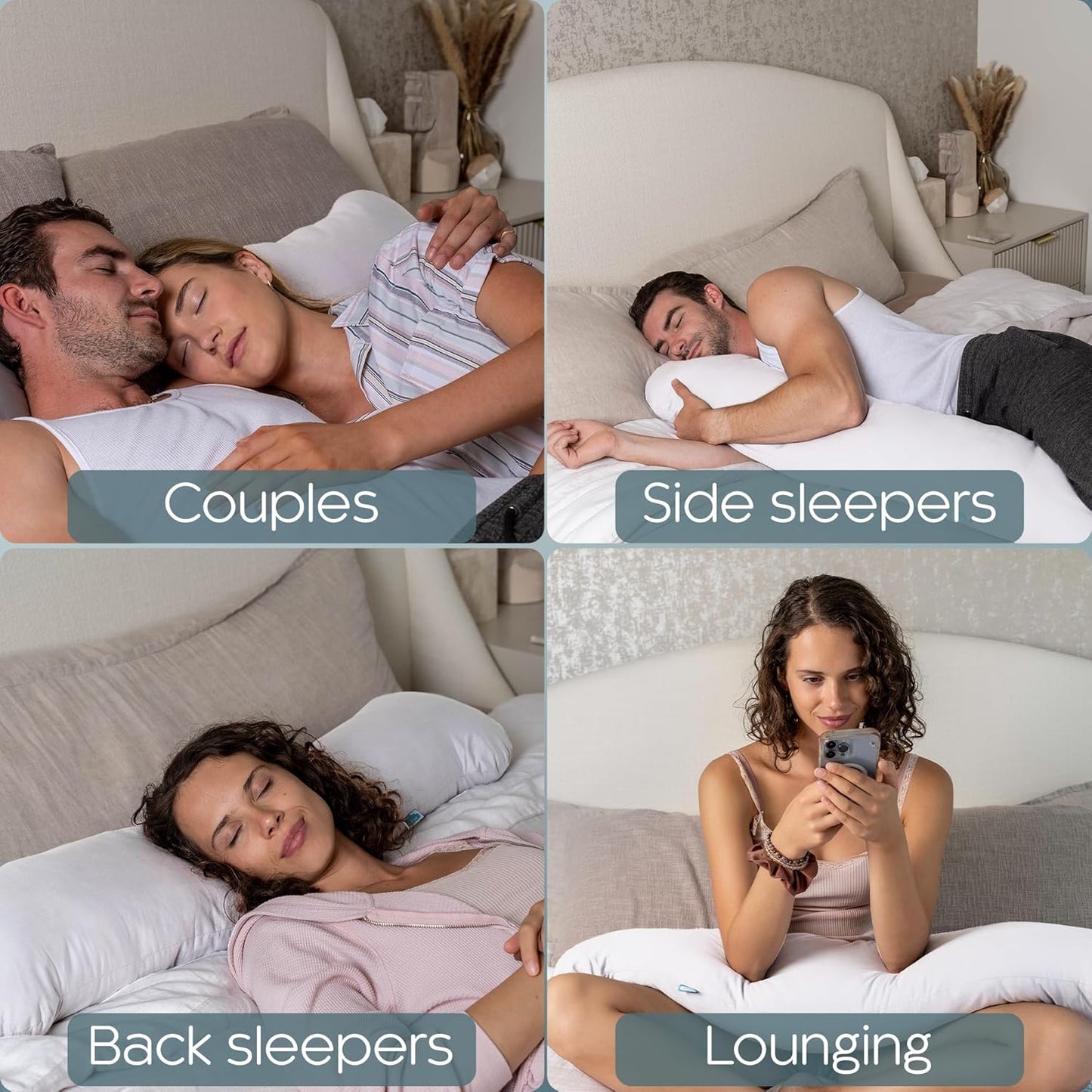 SleepCloud Weighted Body Pillow 6.5lbs - Weighted Pillow for Deeper Sleep (41” x 10”) - Cooling Body Pillows for Adults, Full Body Pillow for Adults, Side Sleeper Body Pillows with Cover (White)