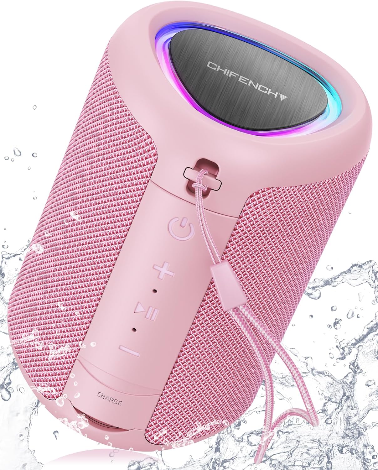 Portable Bluetooth Speaker Beach Essentials: Powerful Crystal Clear Sound/Dynamic Light/IPX5 Waterproof/All Day Playtime/Wireless BT 5.3/TWS Paring, Dad Gifts, Outdoor|Travel|Camping|Pool Accessories