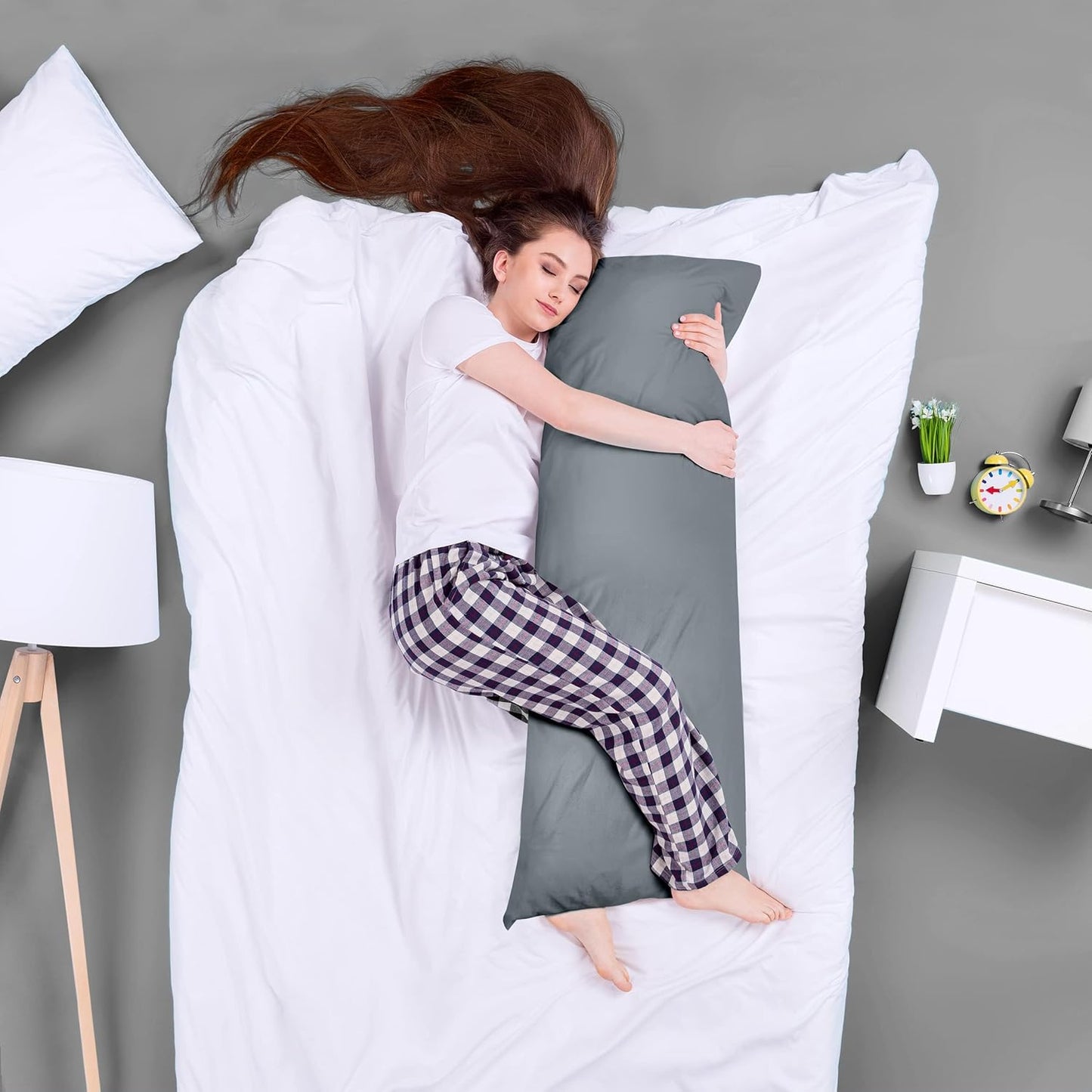 Utopia Bedding Full Body Pillow for Adults (Grey, 20 x 54 Inch), Long Pillow Insert for Sleeping, Ideal for Side Sleepers