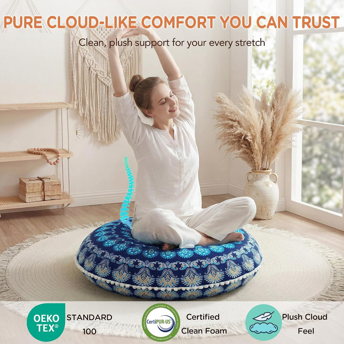 Codi Floor Pillows 2 Pack, Large Meditation Cushions for Adults, 32-inch