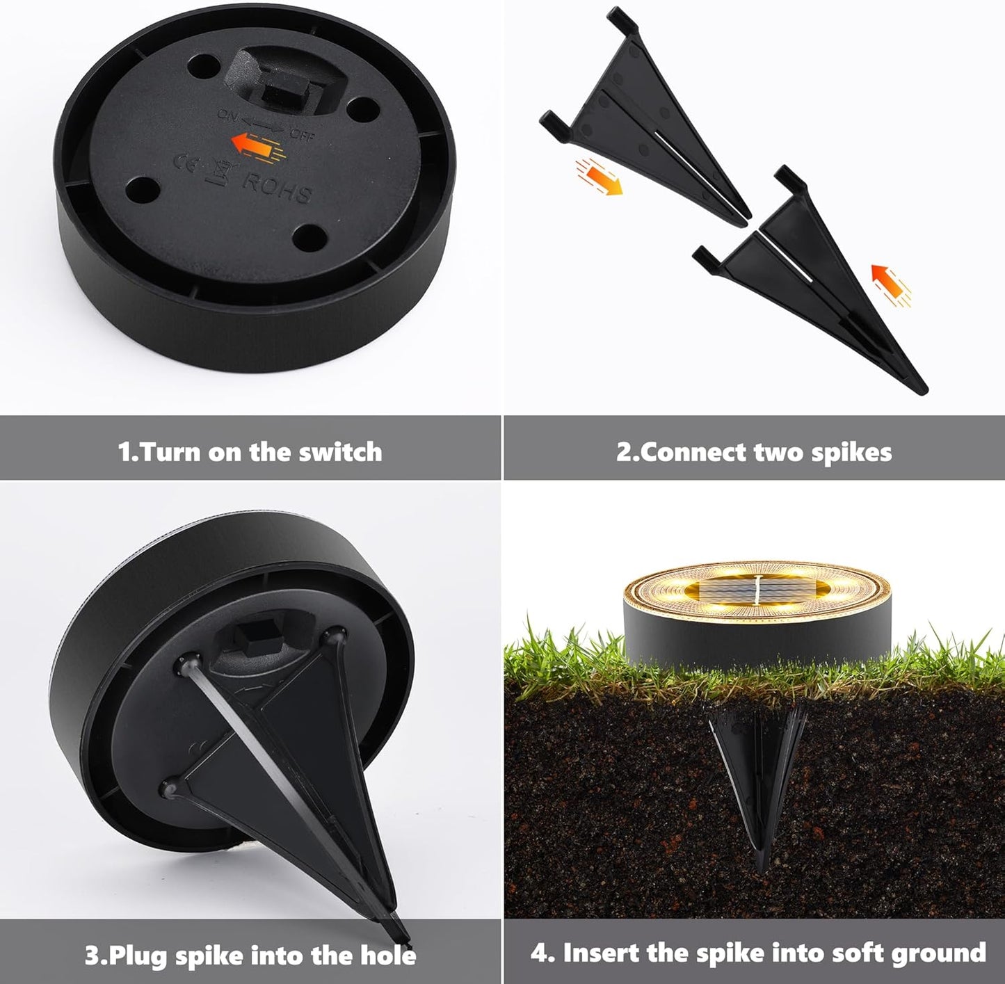 Joomer Solar Ground Lights, 16 Pack 8 LED Solar Lights Outdoor IP68 Waterproof Disc Light In-Ground Landscape Lighting Outdoor for Patio Pathway Lawn Yard Driveway Walkway (Warm White)