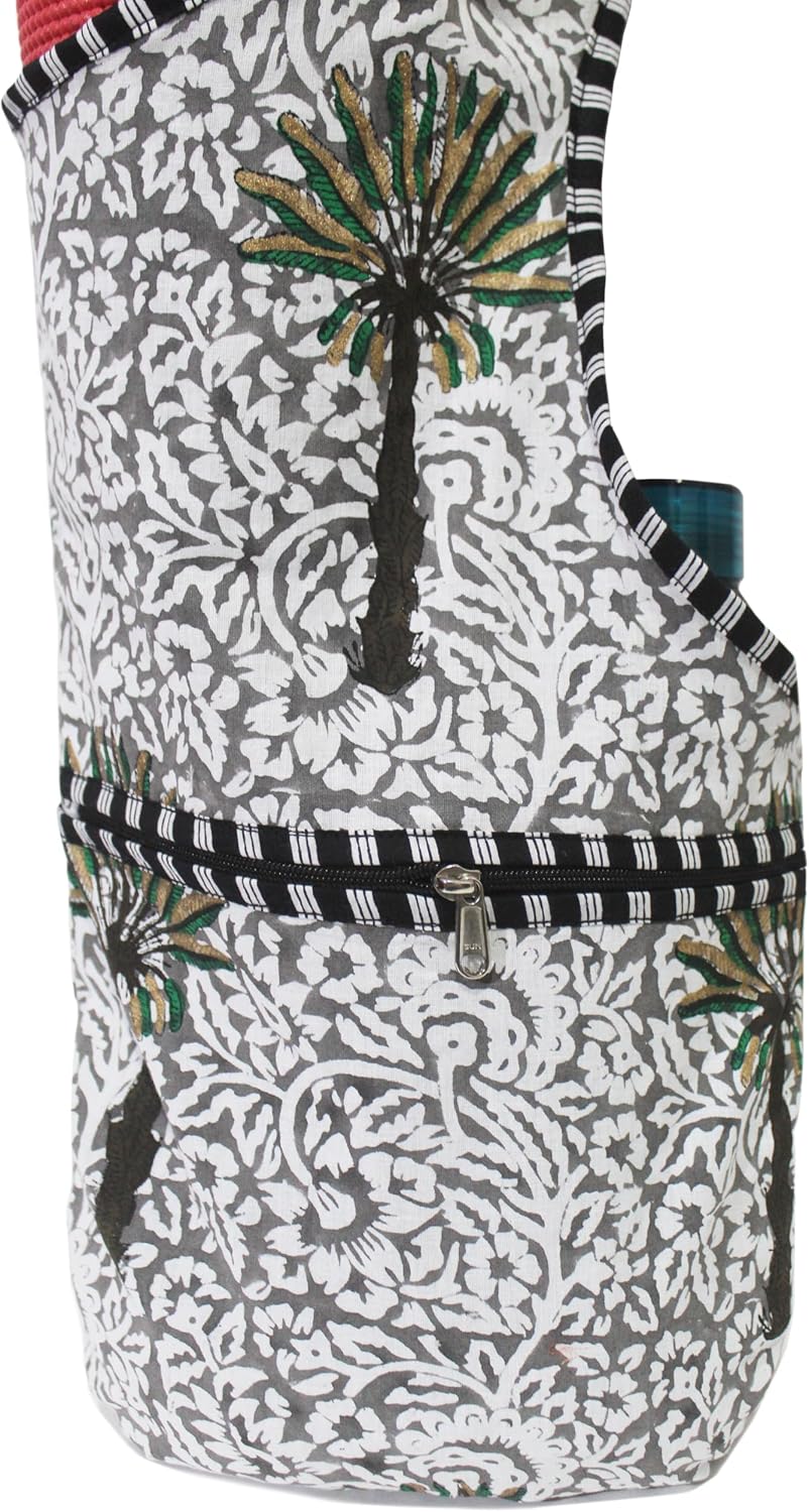 INDIAN CRAFT CASTLE Yoga Mat Bag | Tote Mat Bag | Sling Yoga Tote w/Large Side Pocket & Zipper Pocket | Yoga Mat Carrier Fits Most Size Mats