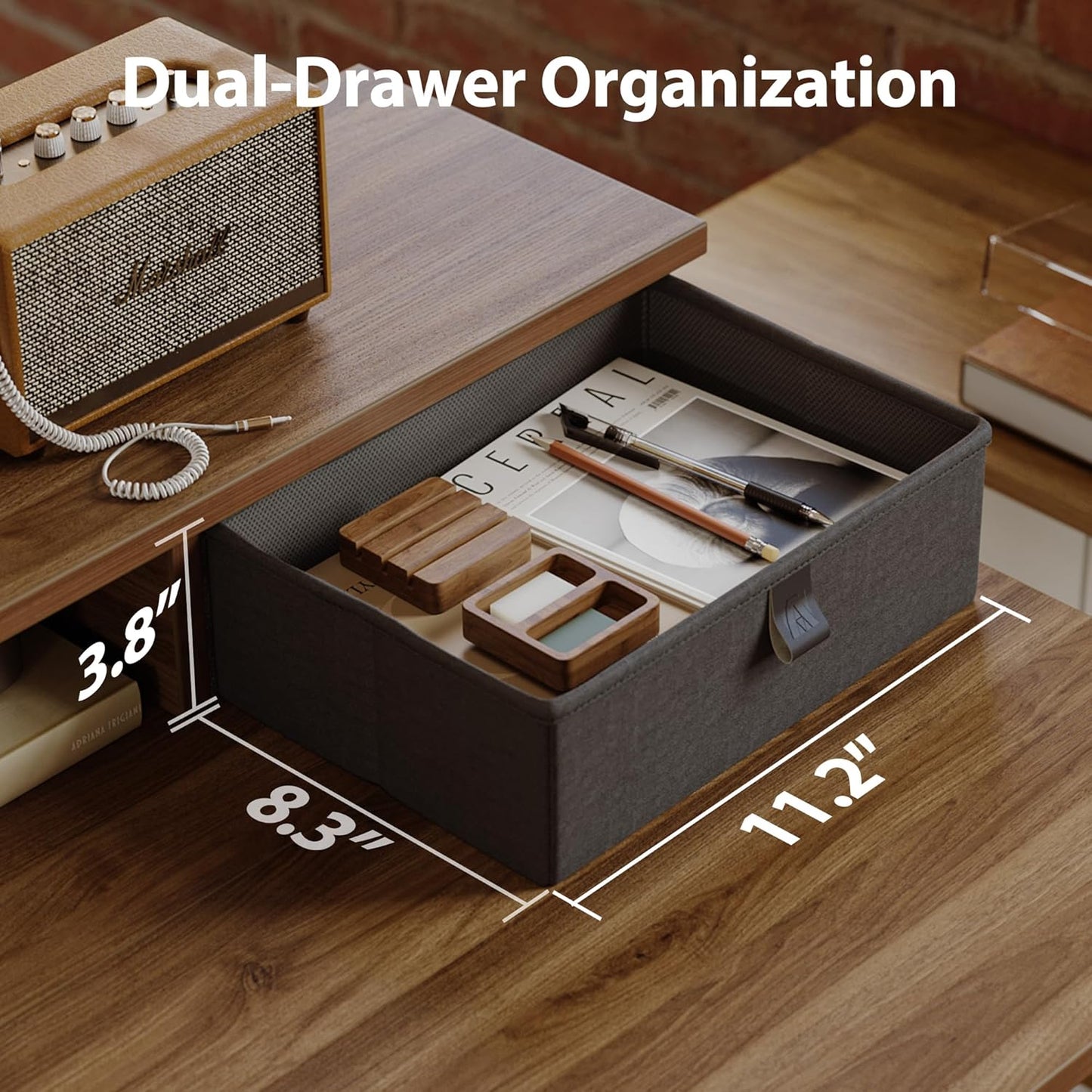 Agilestic 48 x 24 Inches Electric Standing Desk with 2 Storage Drawers, Adjustable Height Sit and Stand Computer Table with Splice Board, Dark Walnut