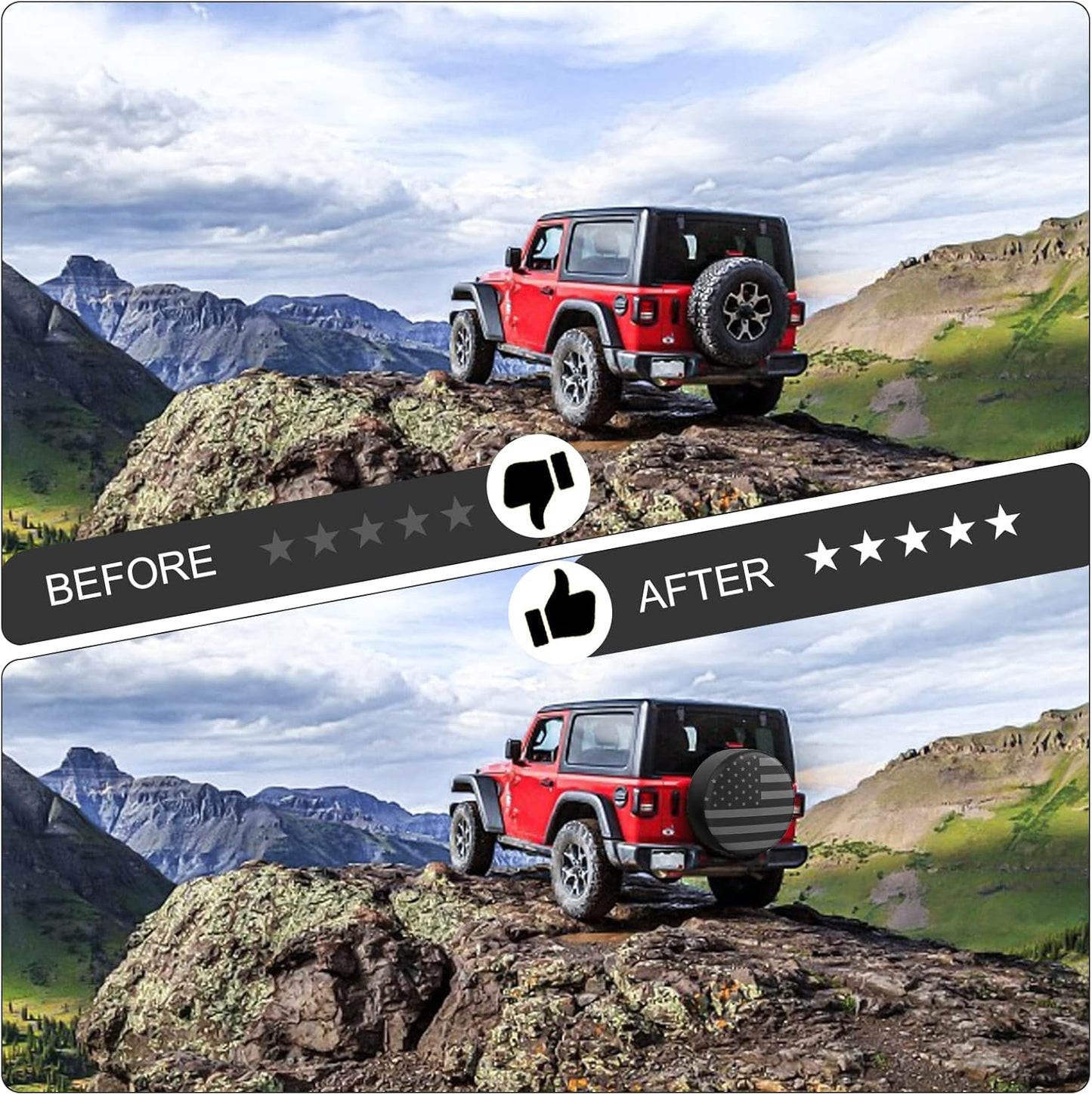 Spare Tire Cover for RV Trailer, Waterproof Leather Wheel Cover with American USA Flag, Camper Spare Tire Cover Fit for Jeep Wrangler Rv SUV Truck Travel Trailer 15"