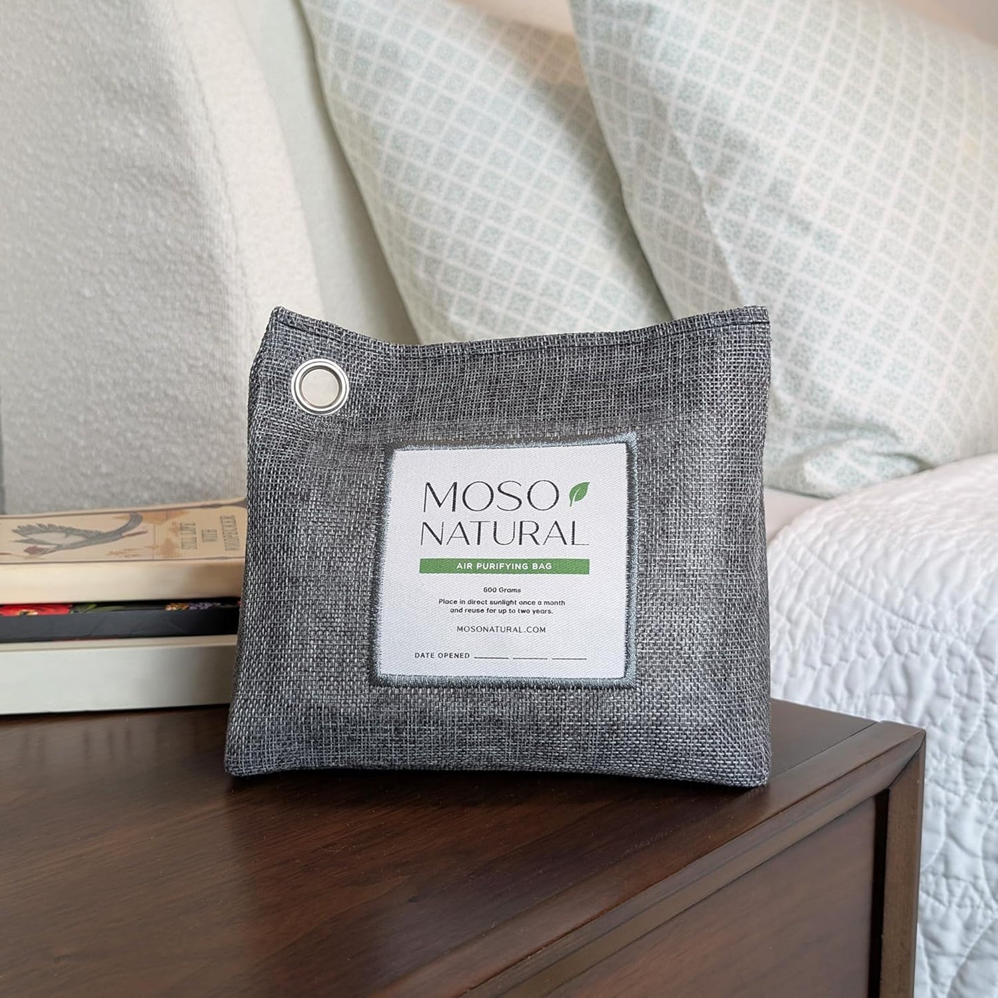 Moso Natural Air Purifying Bag 600g, Premium Charcoal Odor Absorber & Room Deodorizer for Large Spaces — Lasts 2 Years, Bedroom, Basement, Pet Odor Eliminator for Home, Unscented Bamboo Charcoal Bag