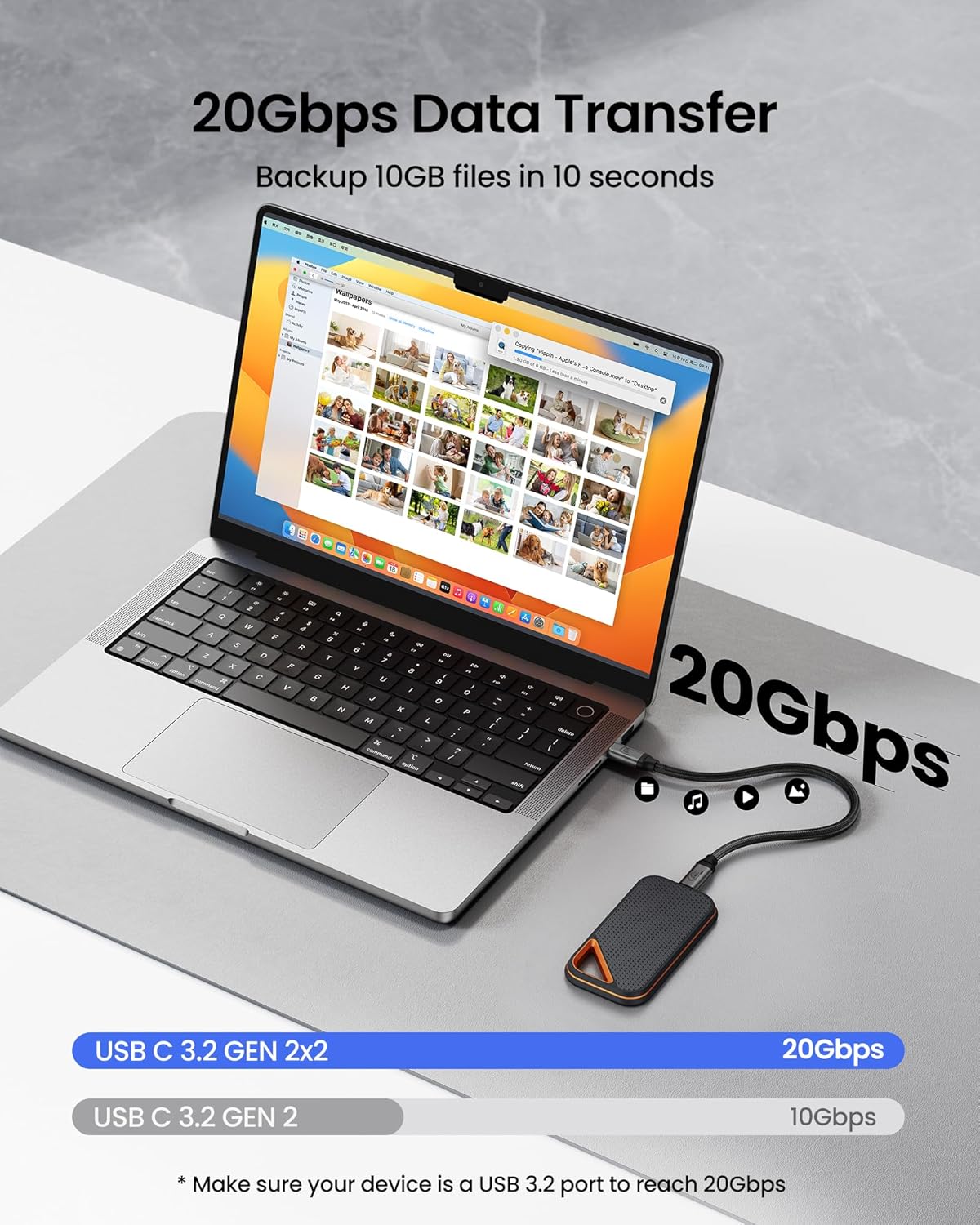 Silkland USB C Monitor Display Cable 3.3FT 4K@144Hz/60Hz, 8K USB C 3.2 Gen 2x2 Video Cable, 20Gbps Data Transfer, 240W PD Charging, Type C Compatible for iPhone 17, MacBook, CarPlay, Portable Monitor