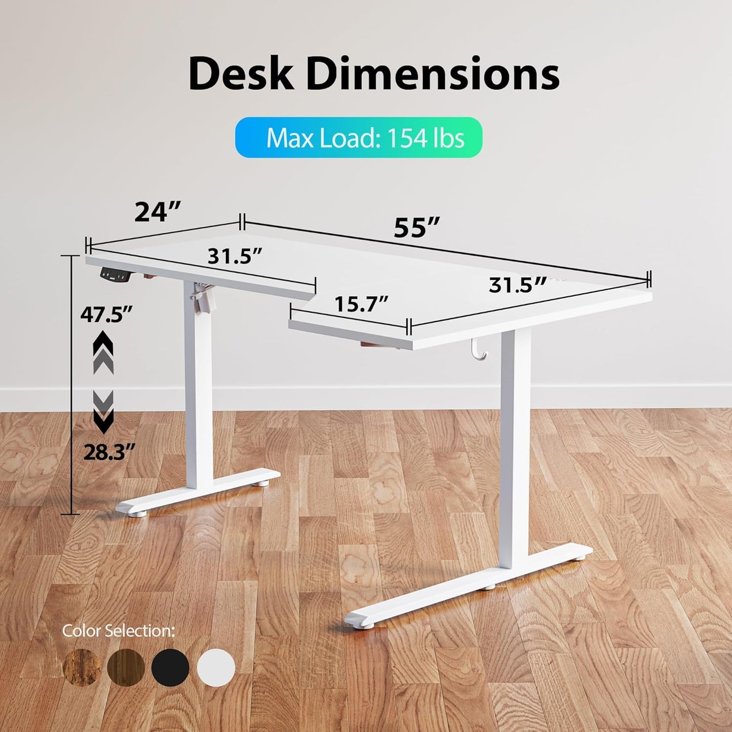 Agilestic Electric Standing Desk, Height Adjustable Desk, 55 x 32 Inch Sit Stand up for Work Office Home, L Shaped Ergonomic Rising Computer Table with Memory Preset, White